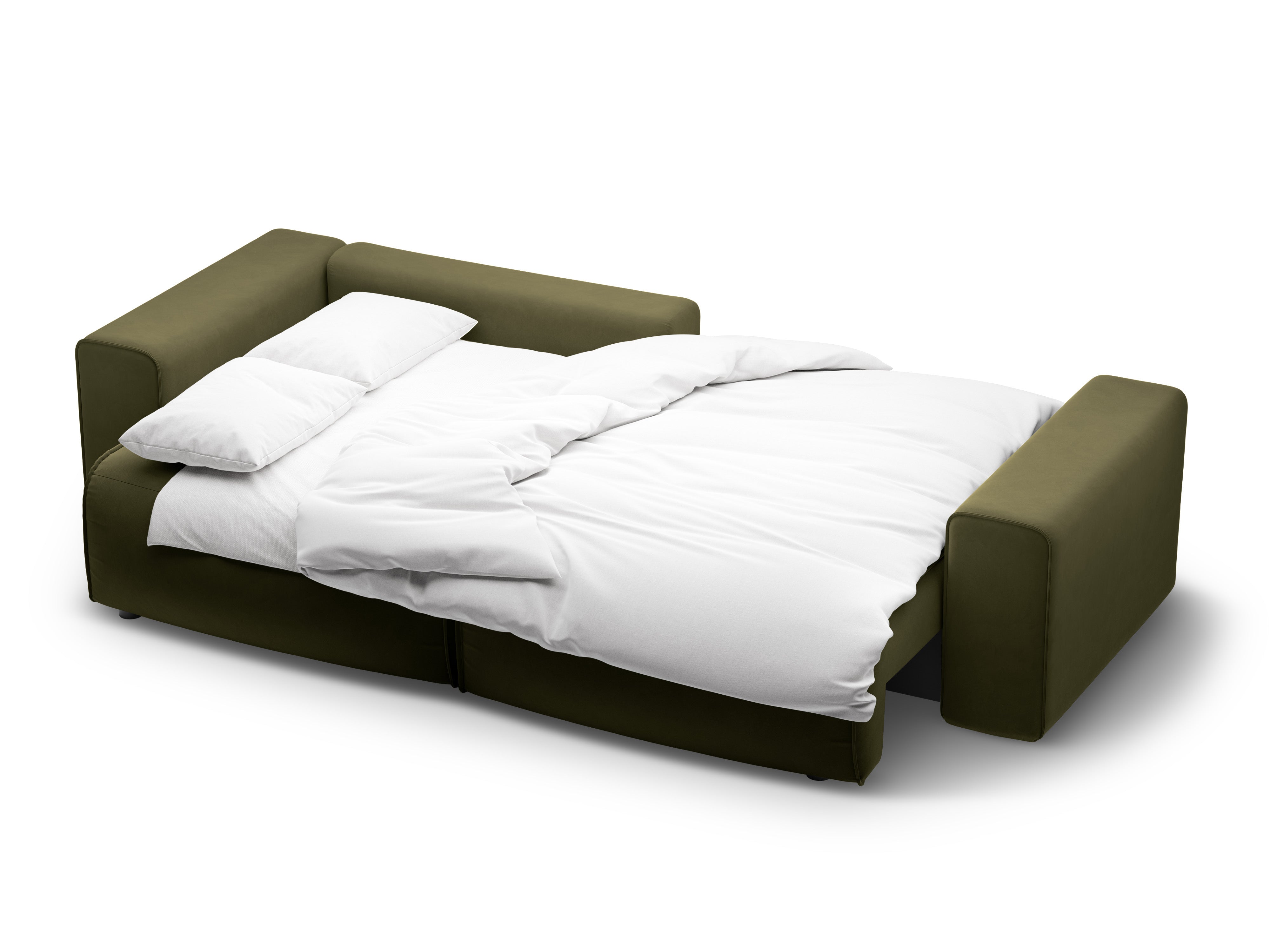 Groene 3-zits fluwelen hoekbank links met slaapfunctie VICTOR