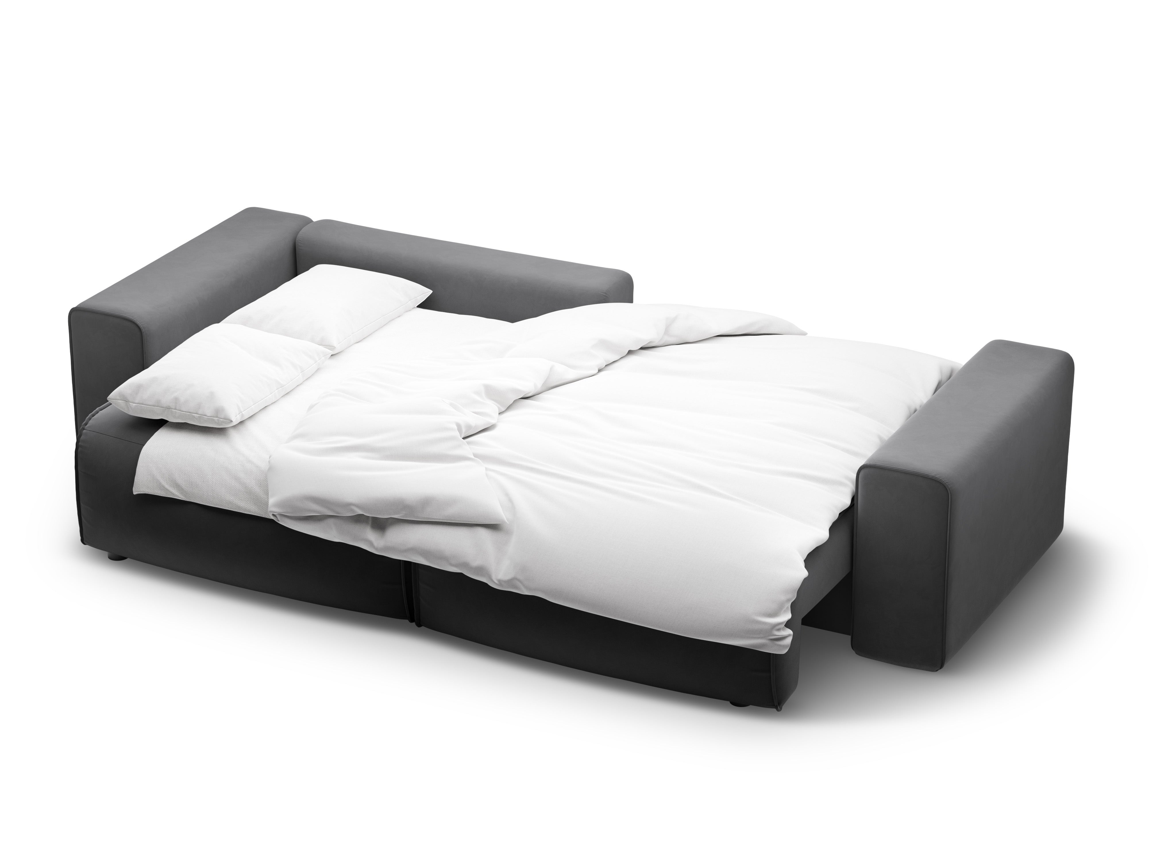 Grijze 3-zits fluwelen hoekbank links met slaapfunctie VICTOR