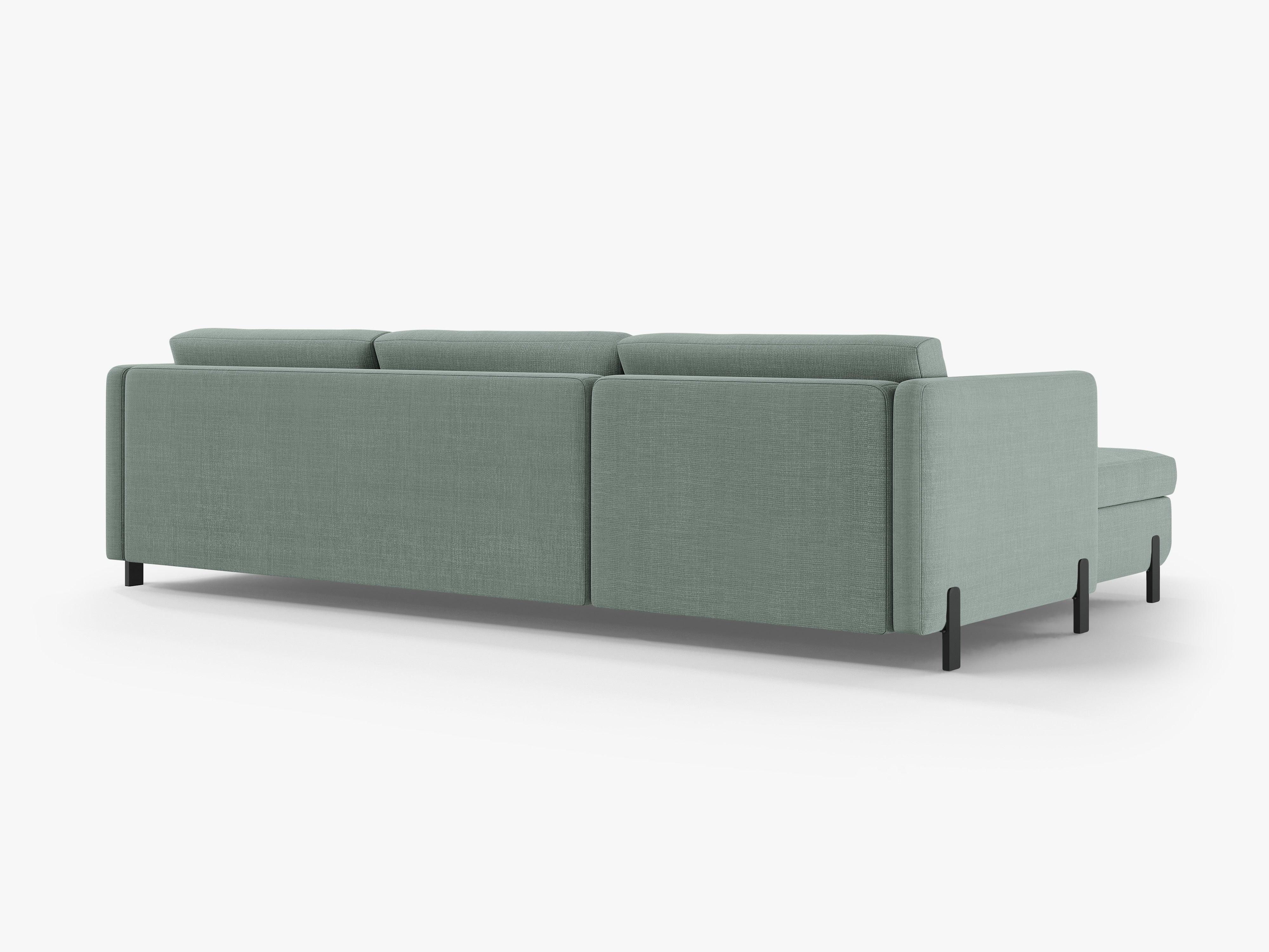 Left-sided corner sofa for 4 people with sleeping function GLORIA mint chenille
