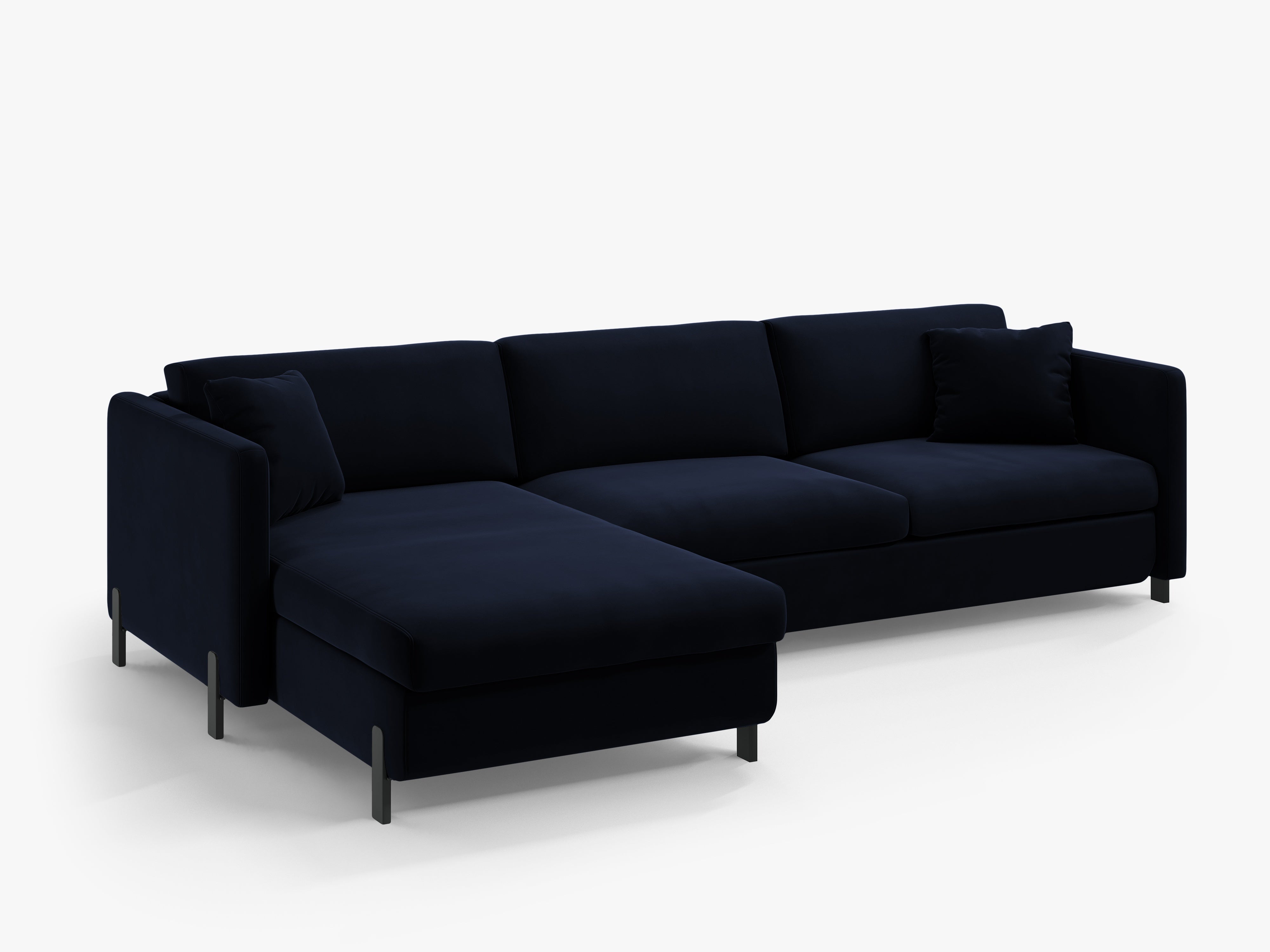 Left-facing velvet corner sofa for 4 people with sleeping function GLORIA royal blue