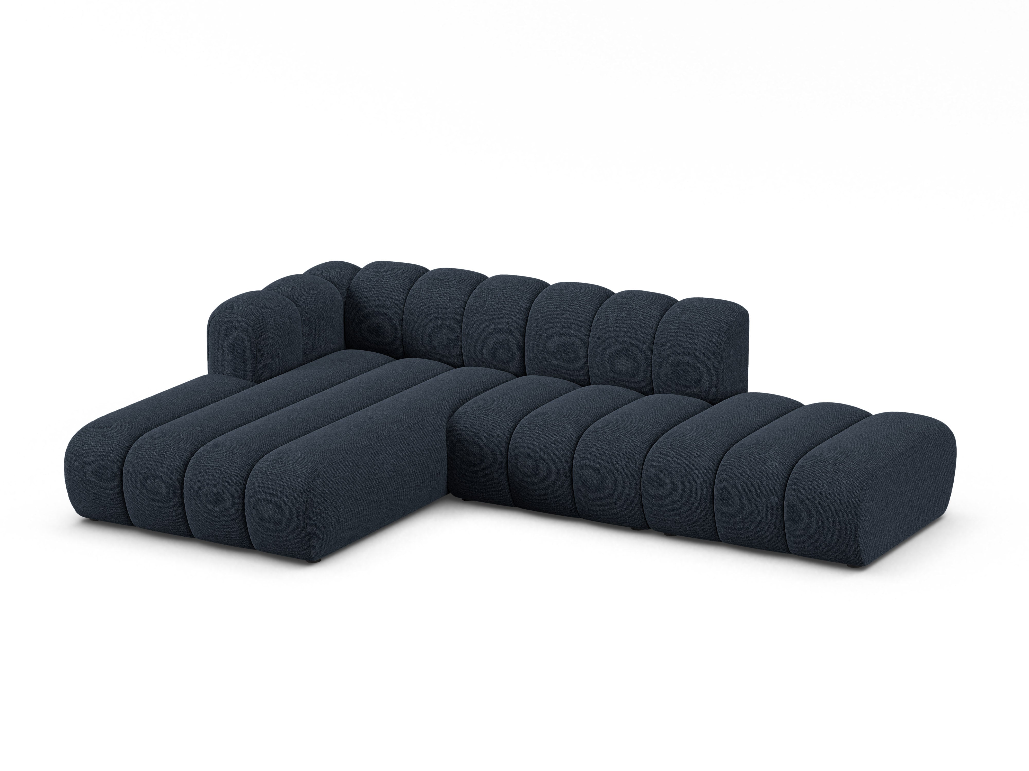Hoekbank voor 5 personen, links LUPINE, marineblauwe chenille
