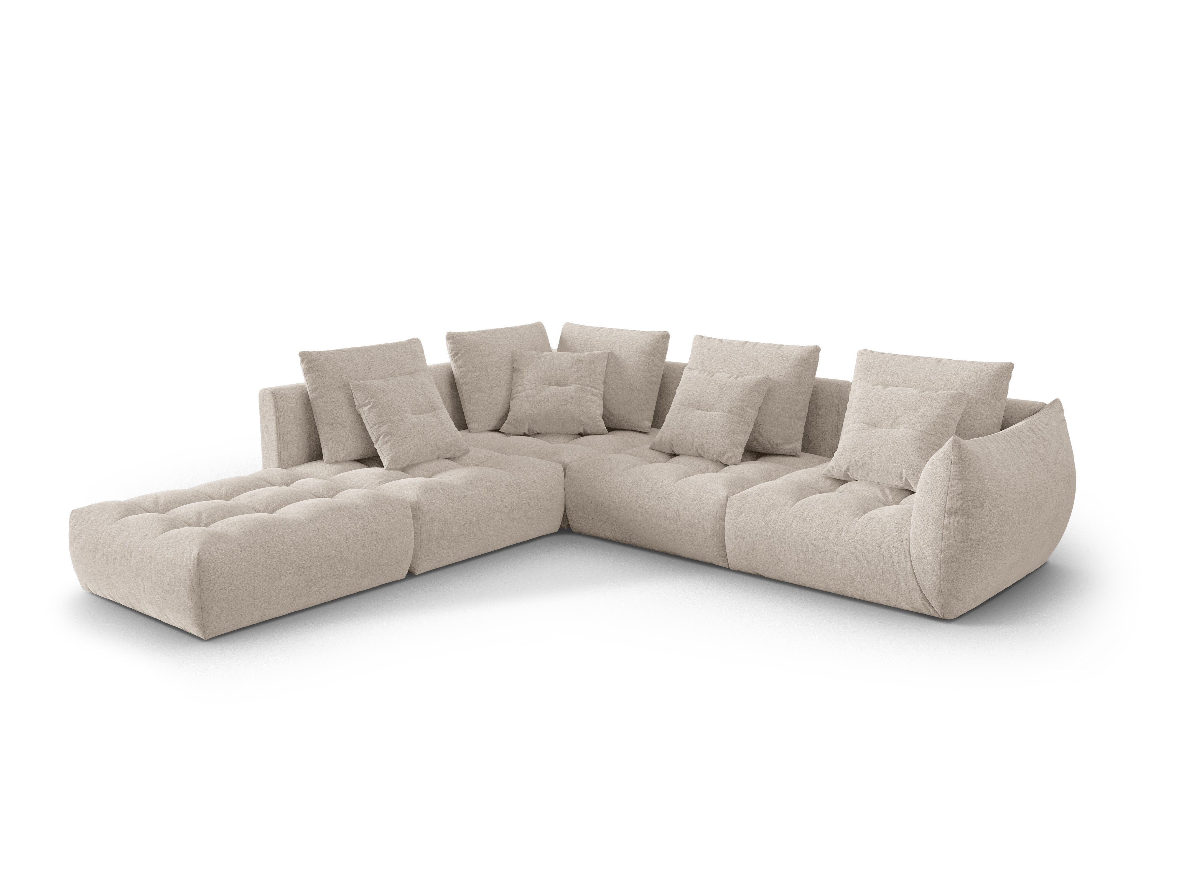 Modulares Ecksofa für 4 Personen, links, BLOOM, dunkelbeige Chenille