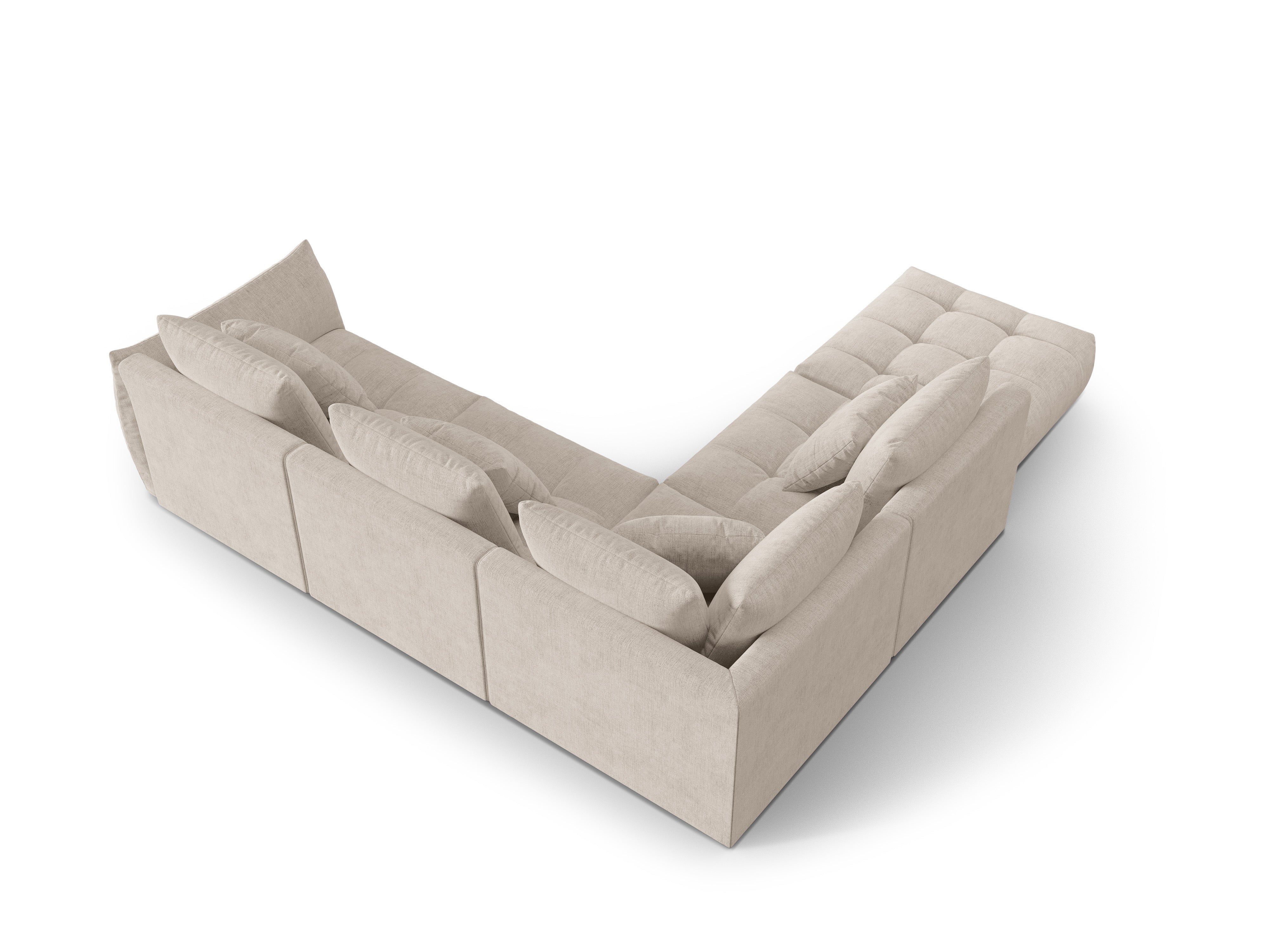 Modulares Ecksofa für 4 Personen, links, BLOOM, dunkelbeige Chenille