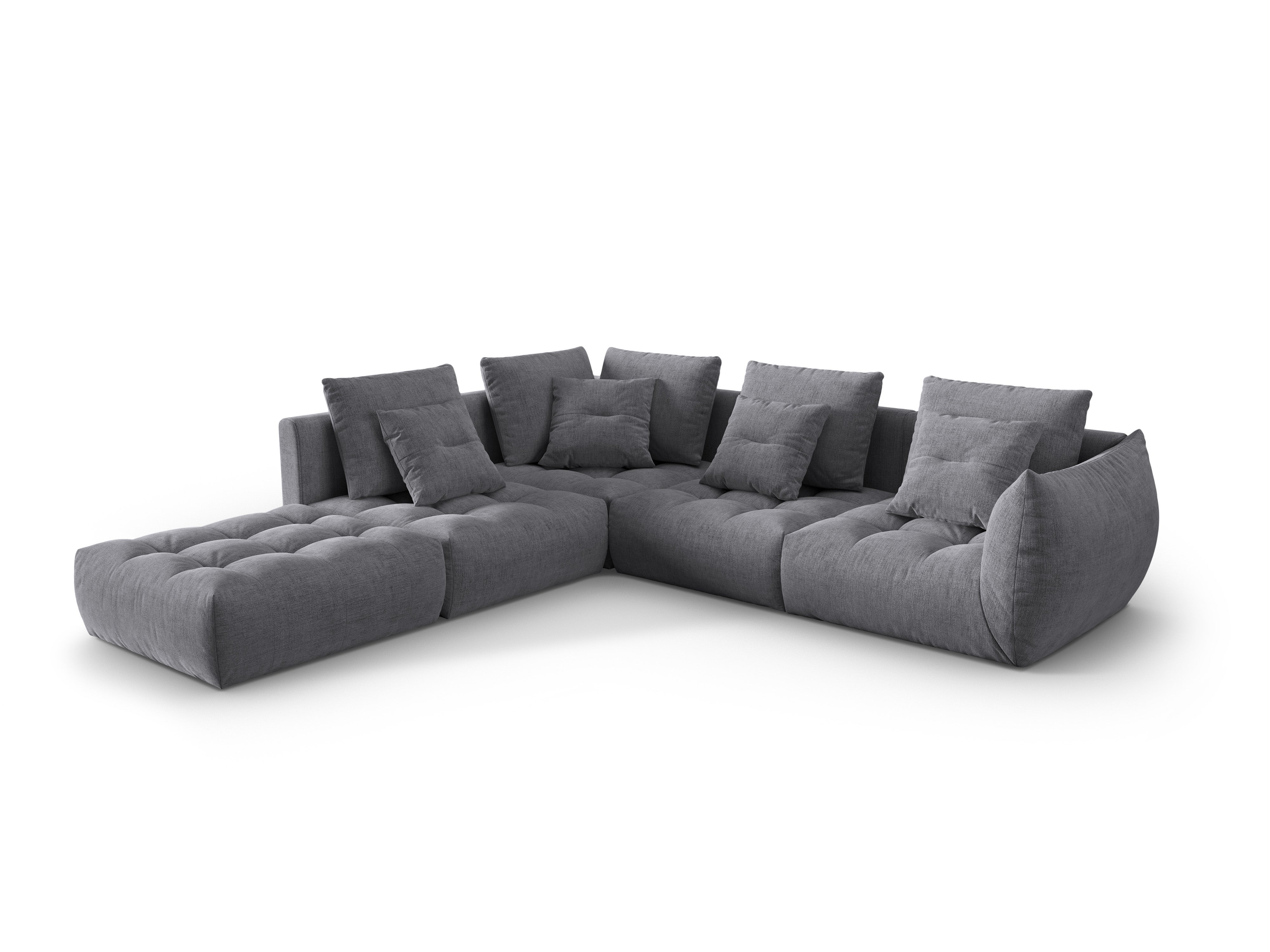 Modulaire hoekbank voor 4 personen links BLOOM grijs chenille