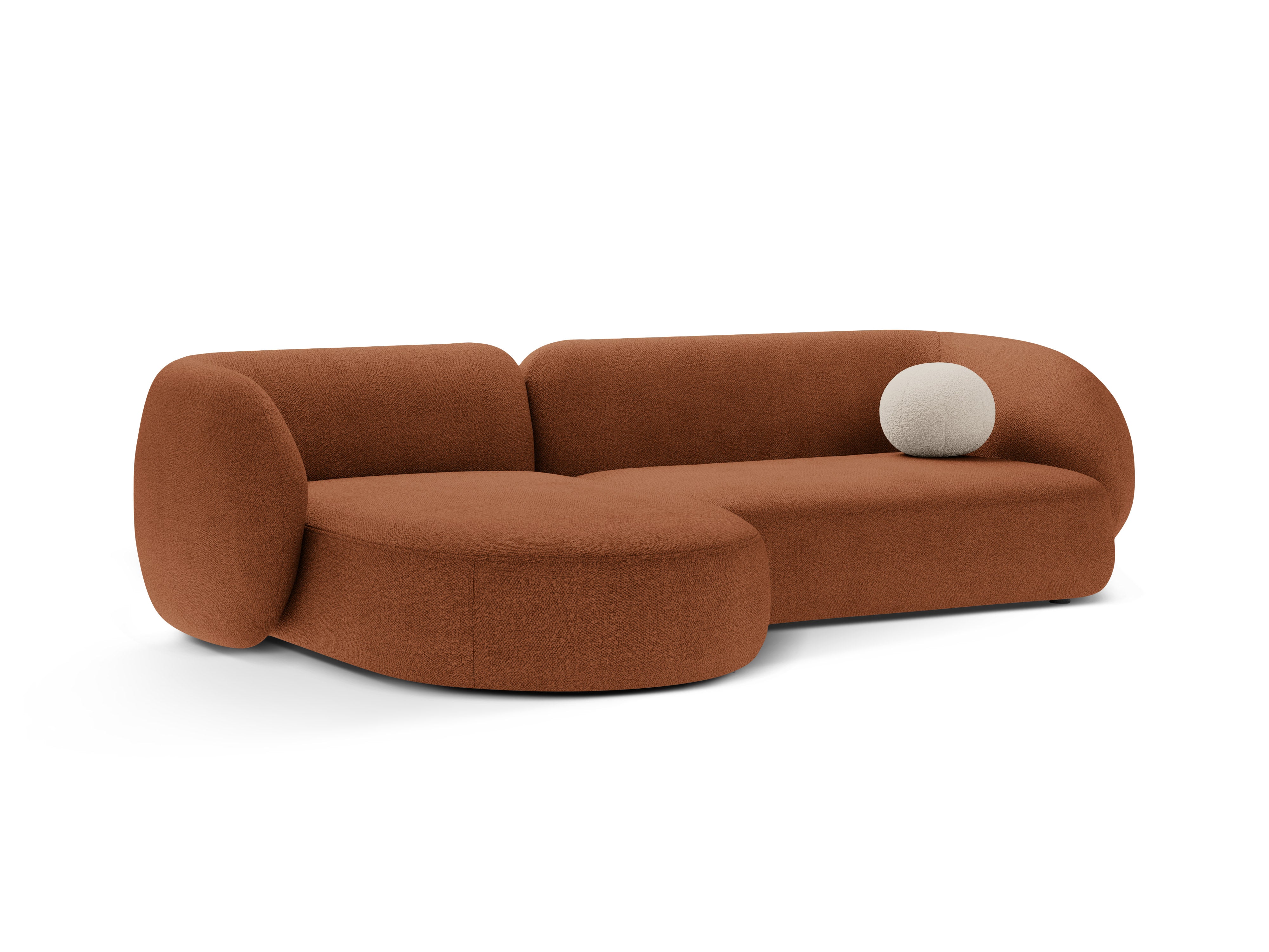 Links hoekbank 3-zits KATE terracotta boucle