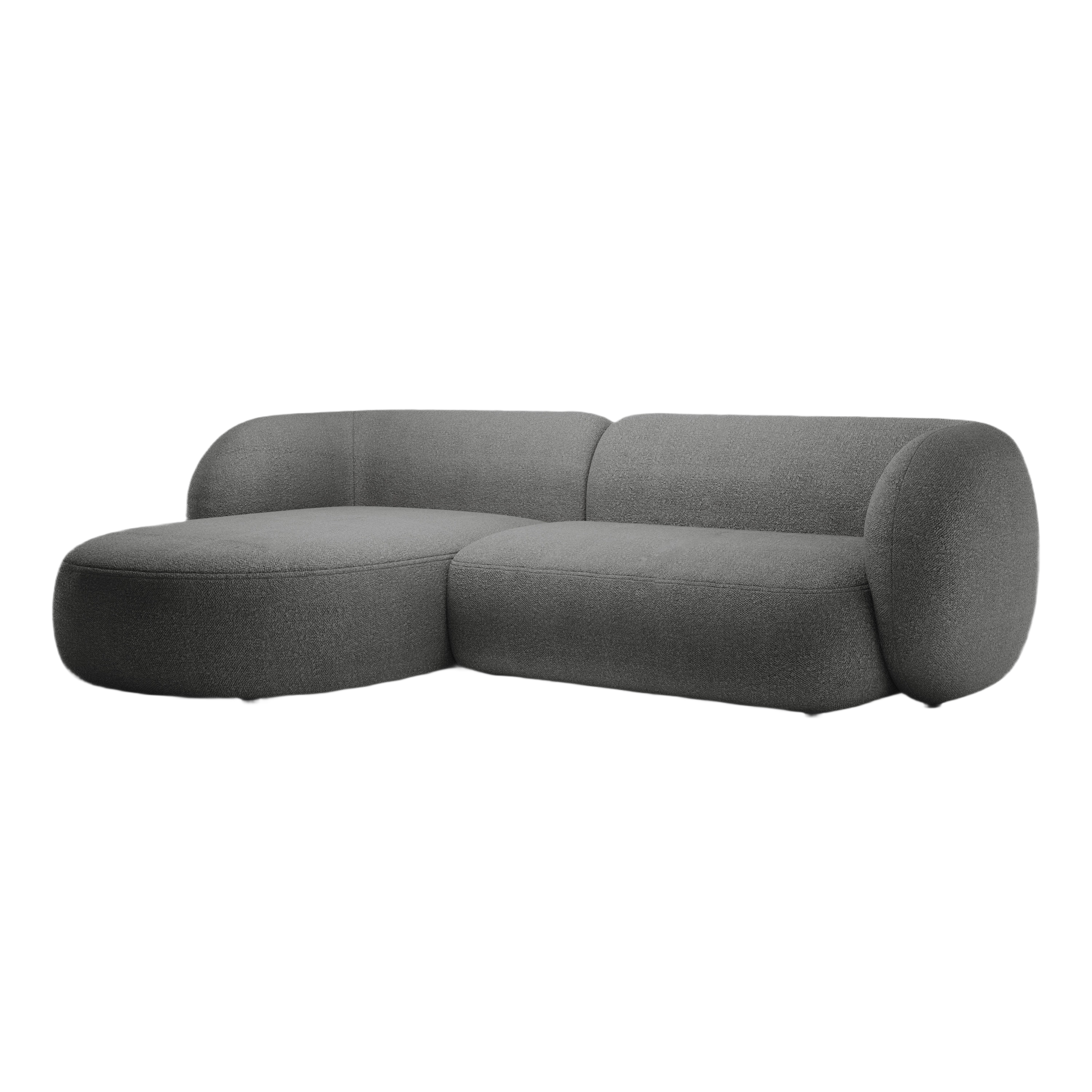Left-facing 3-seater sofa KATE dark gray boucle
