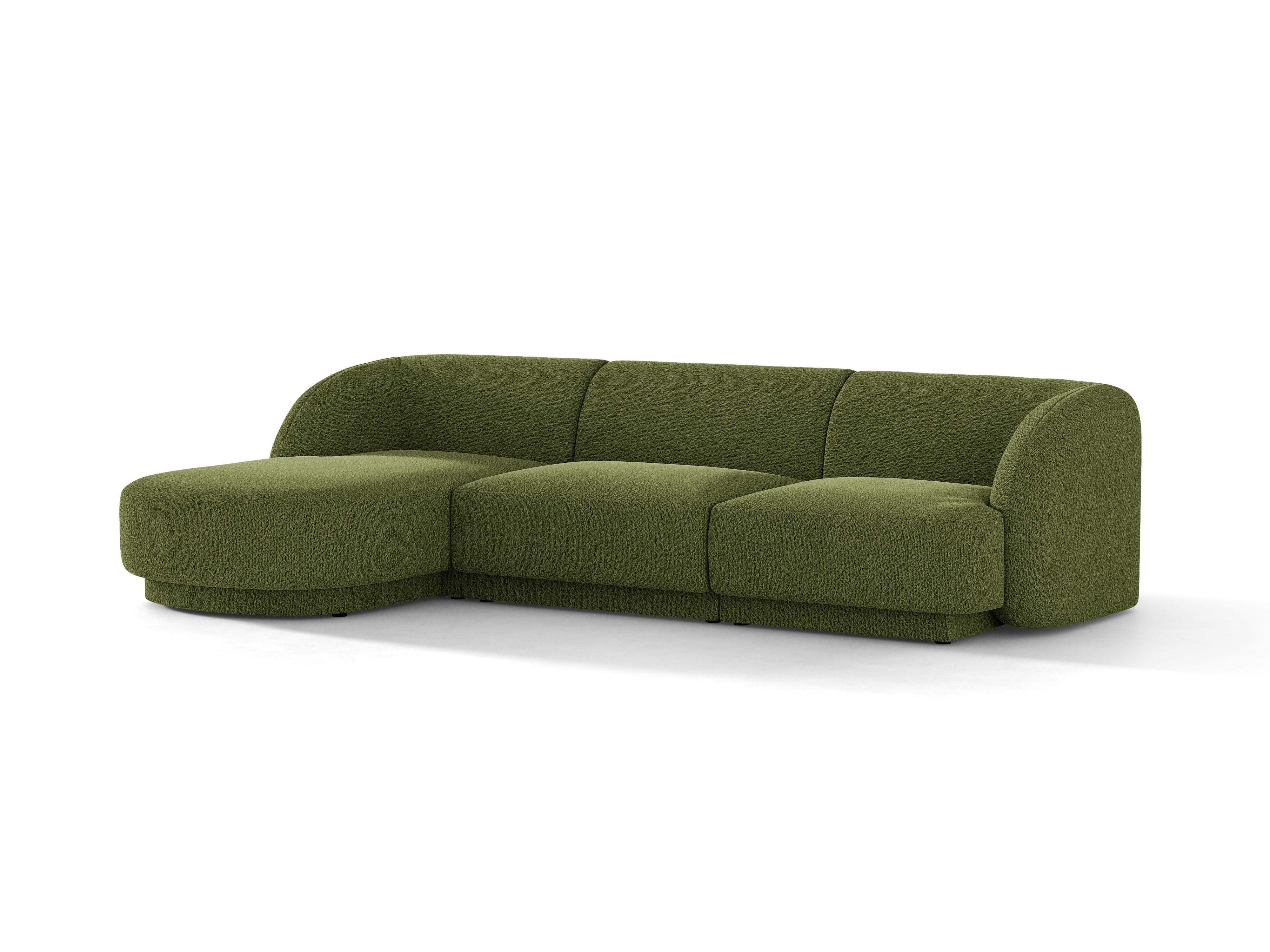 Narożnik 4-osobowy lewostronny MILEY zielony boucle – tkanina bouclé