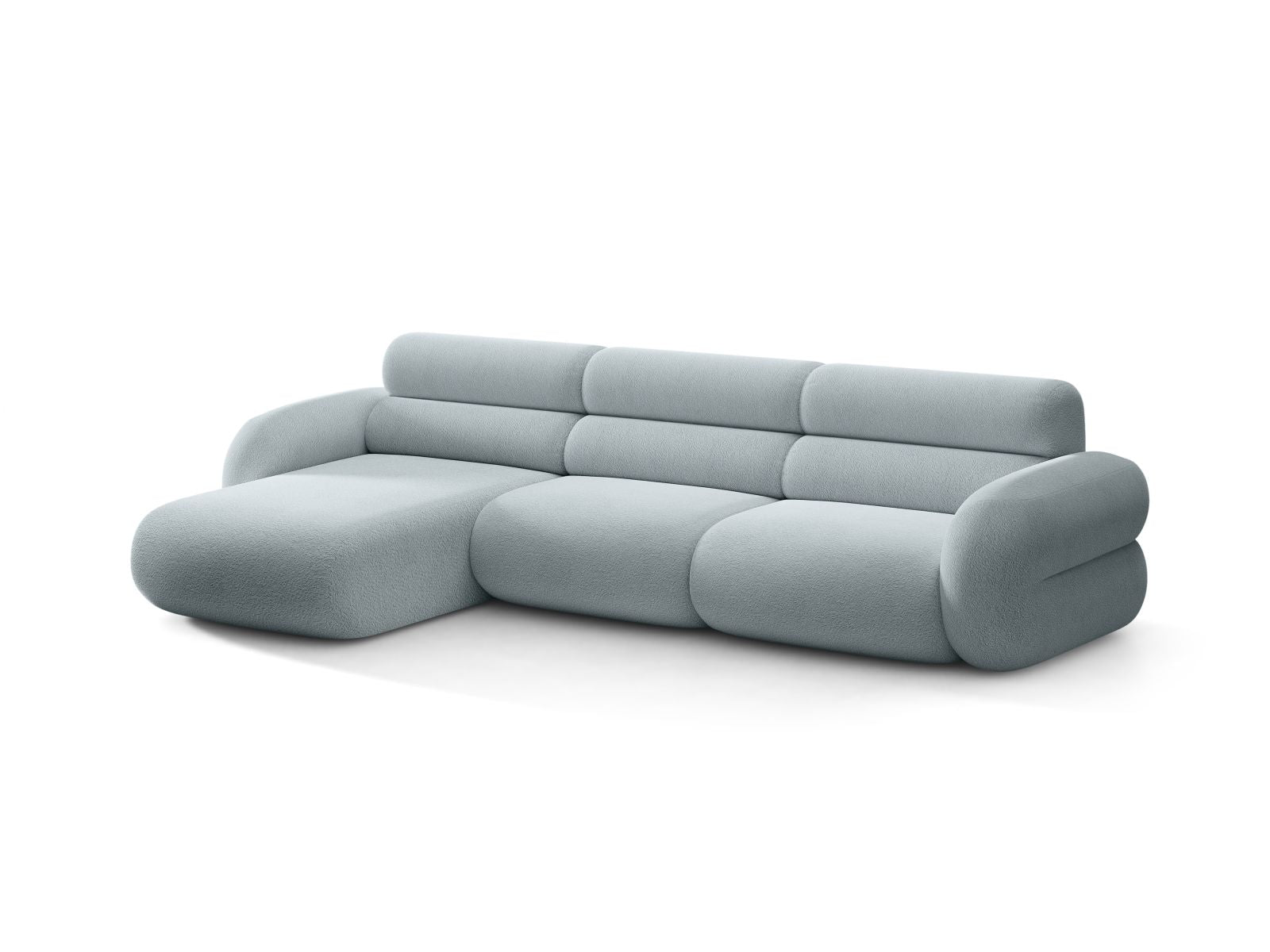 Linker hoek NEO in lichtblauwe boucle