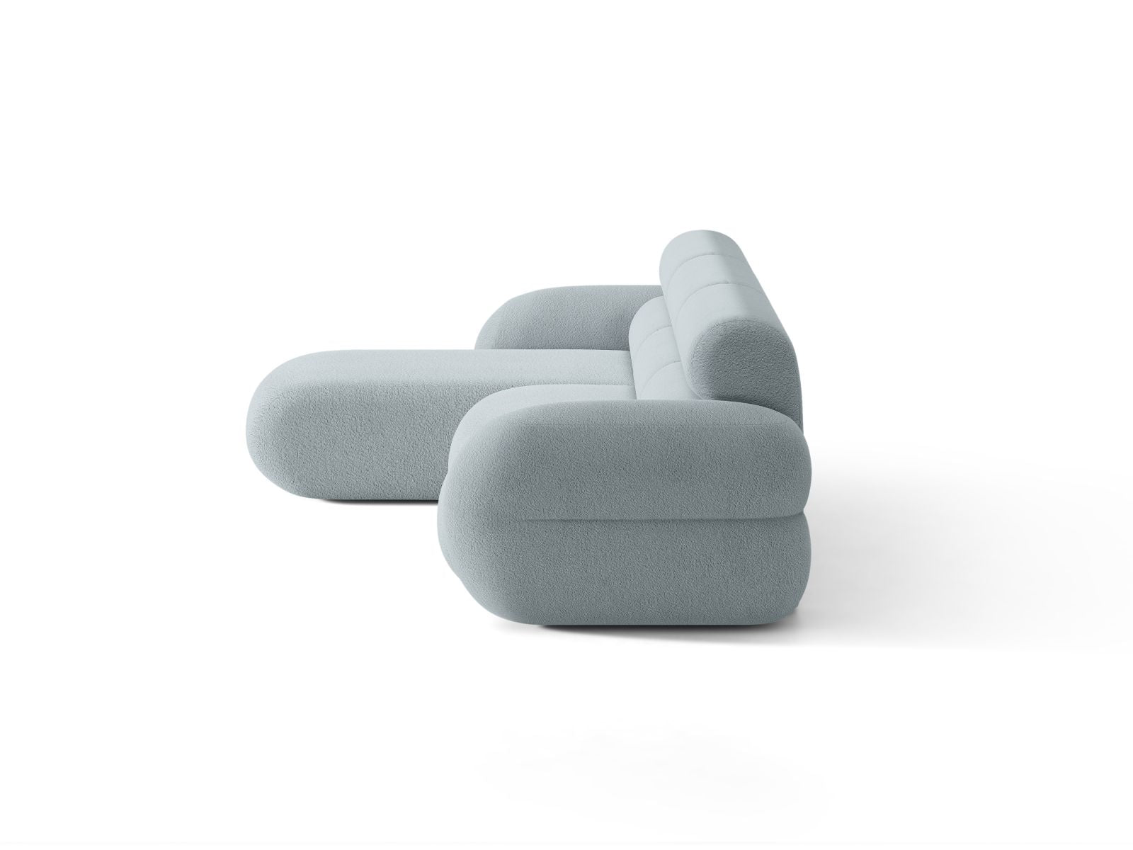 Linker hoek NEO in lichtblauwe boucle
