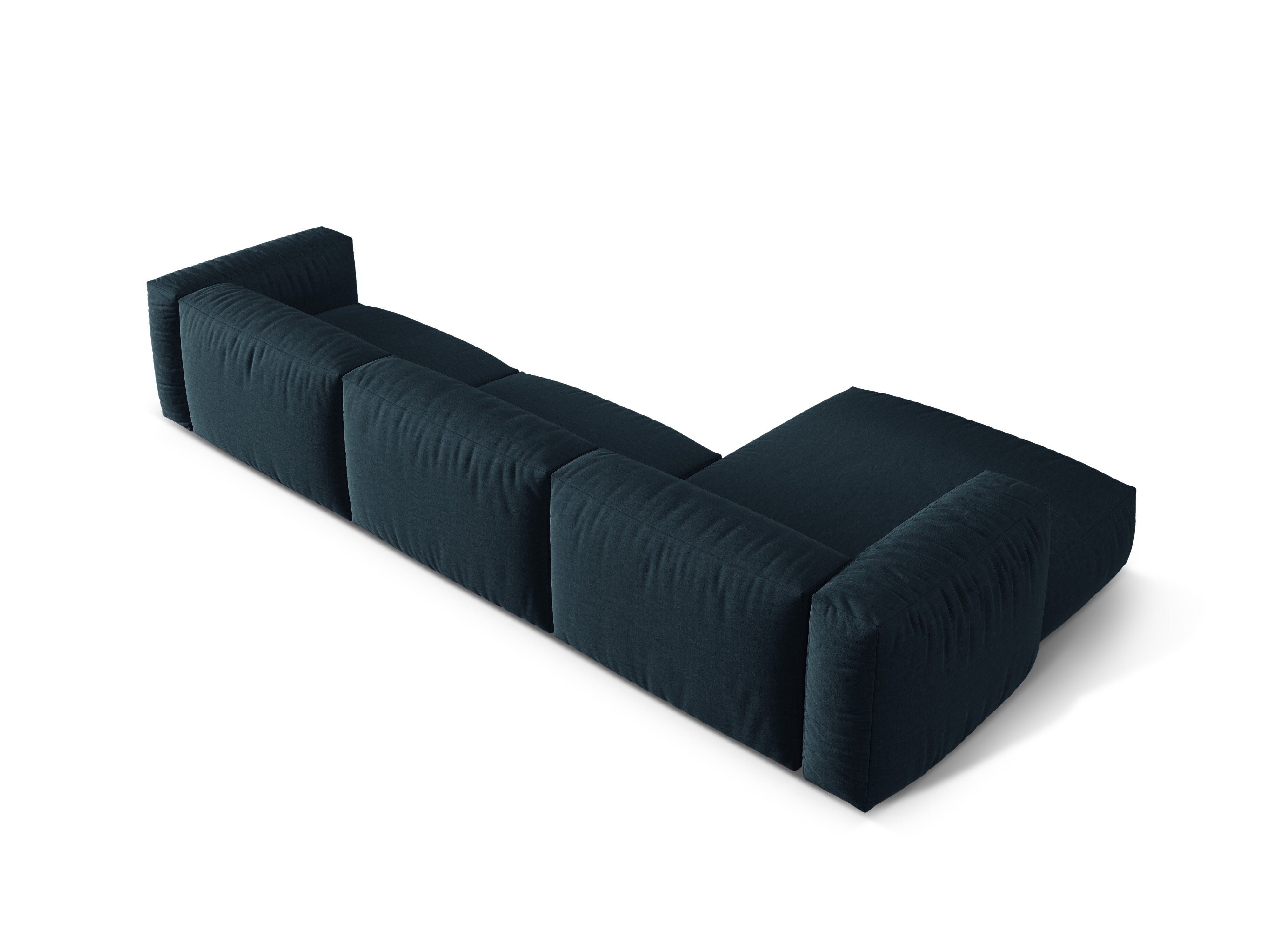 Linker 3-zits hoekbank MARTINA in spijkerstof blauw