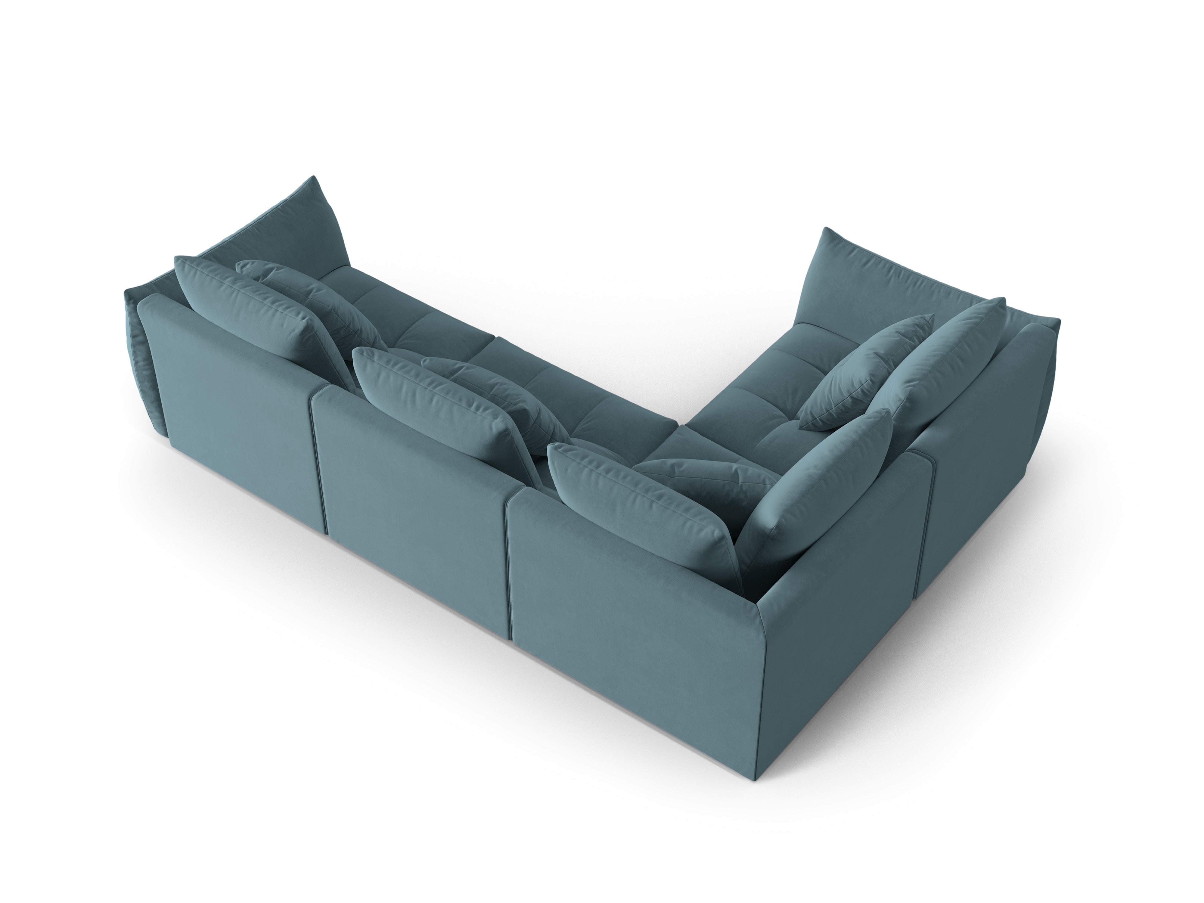 Modulares Samtsofa für 3 Personen linksseitig BLOOM hellblau