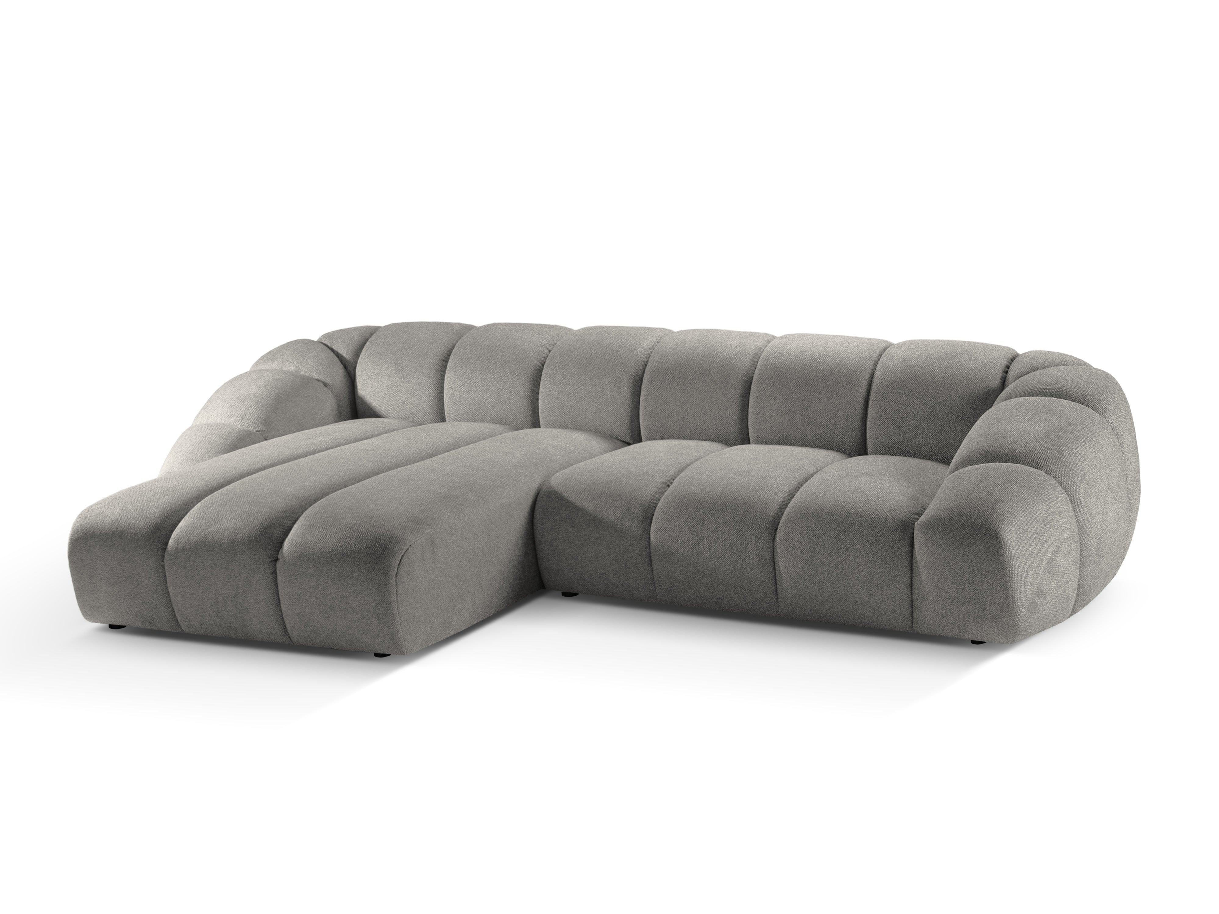 Left-facing 4-seater corner sofa DIANA light gray chenille
