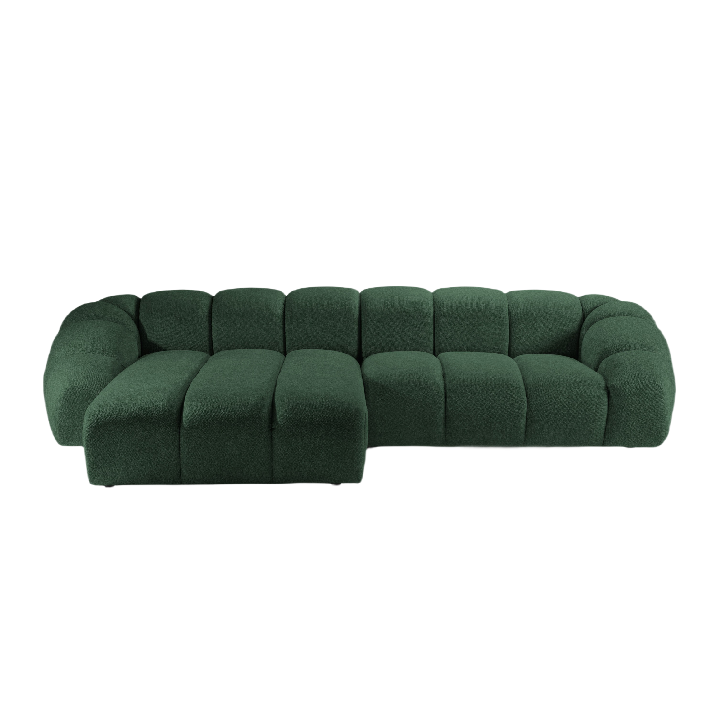 4-seater left-facing corner sofa DIANA dark green chenille