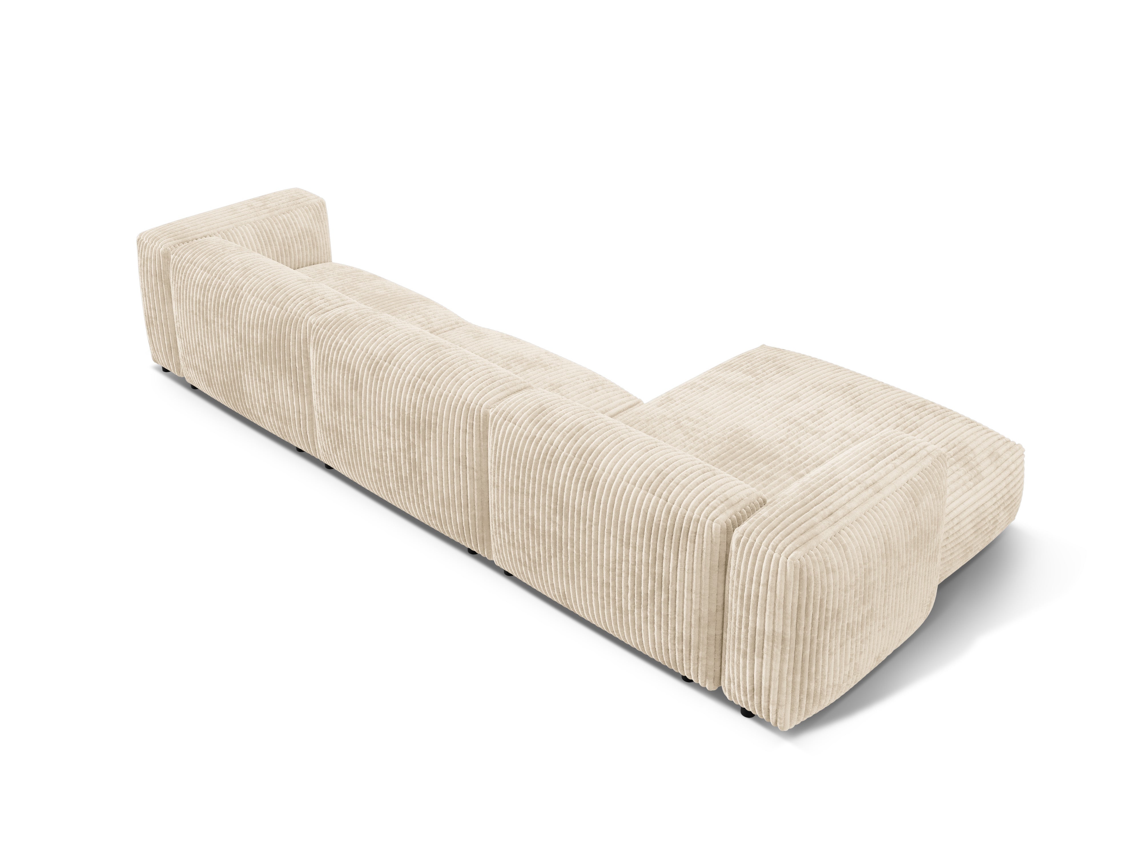 Links loungebank voor 3 personen MARTINA lichtbeige corduroy