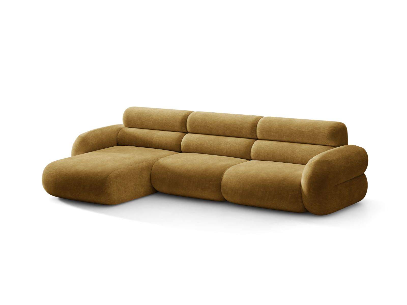 Linker NEO hoekbank in mosterdkleurige chenille