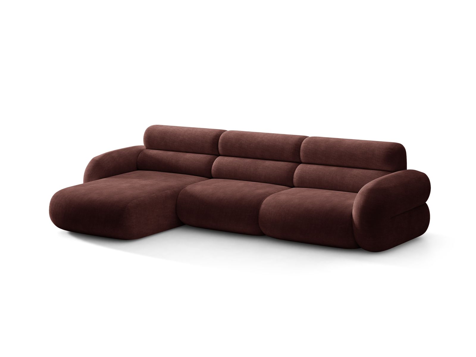 Linker NEO hoekbank in kersenrode chenille