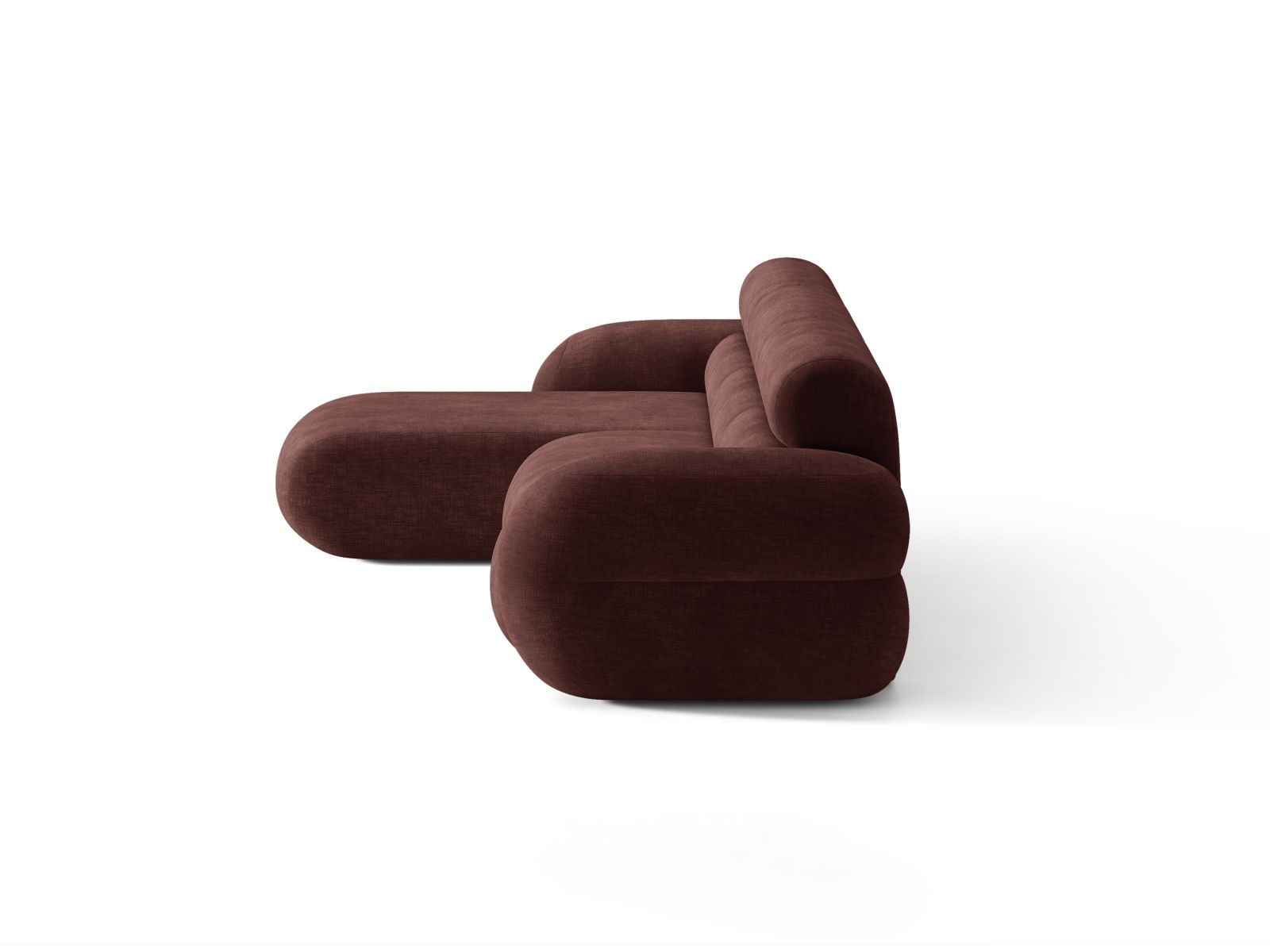 Linker NEO hoekbank in kersenrode chenille