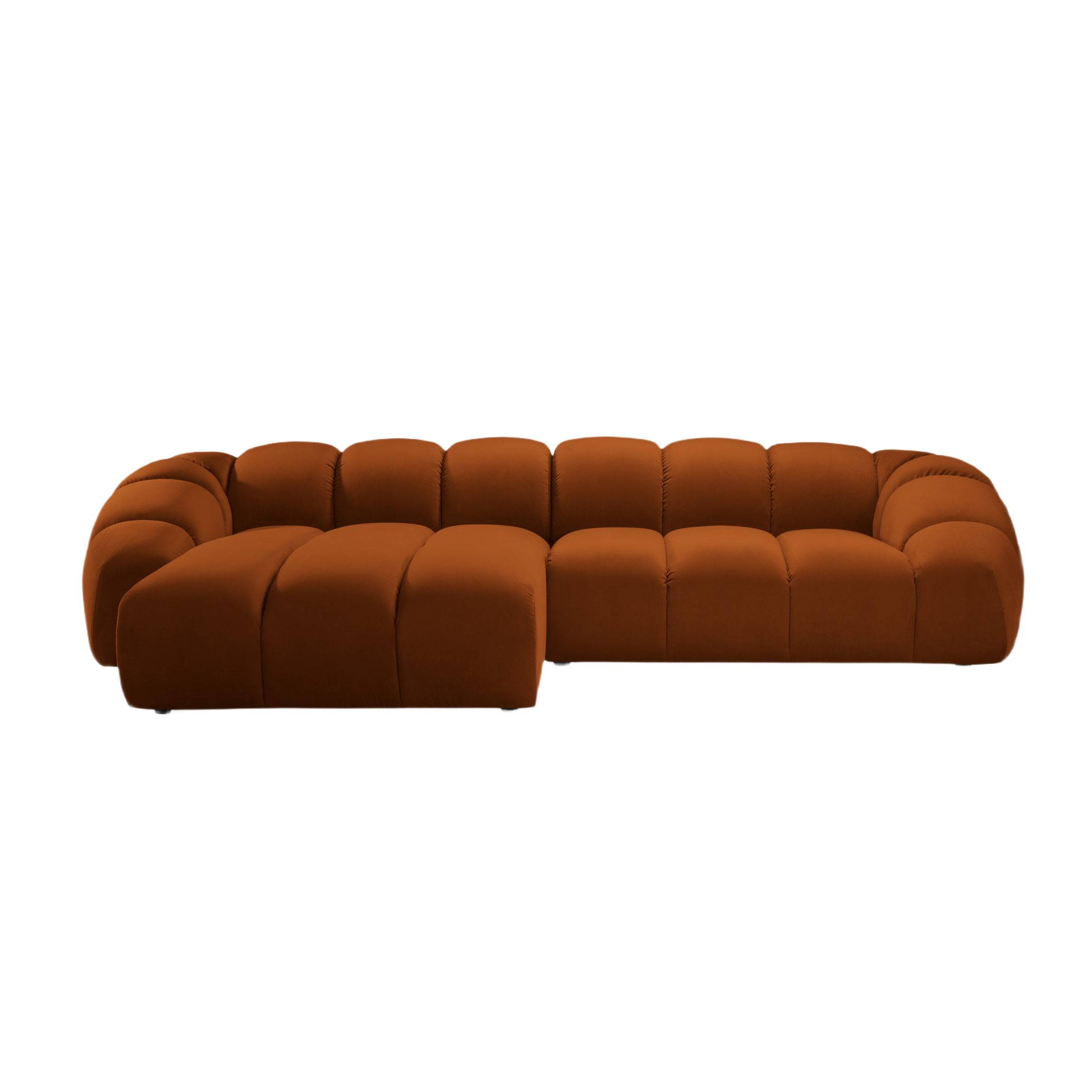 Velvet corner sofa for 4 people left-sided DIANA terracotta