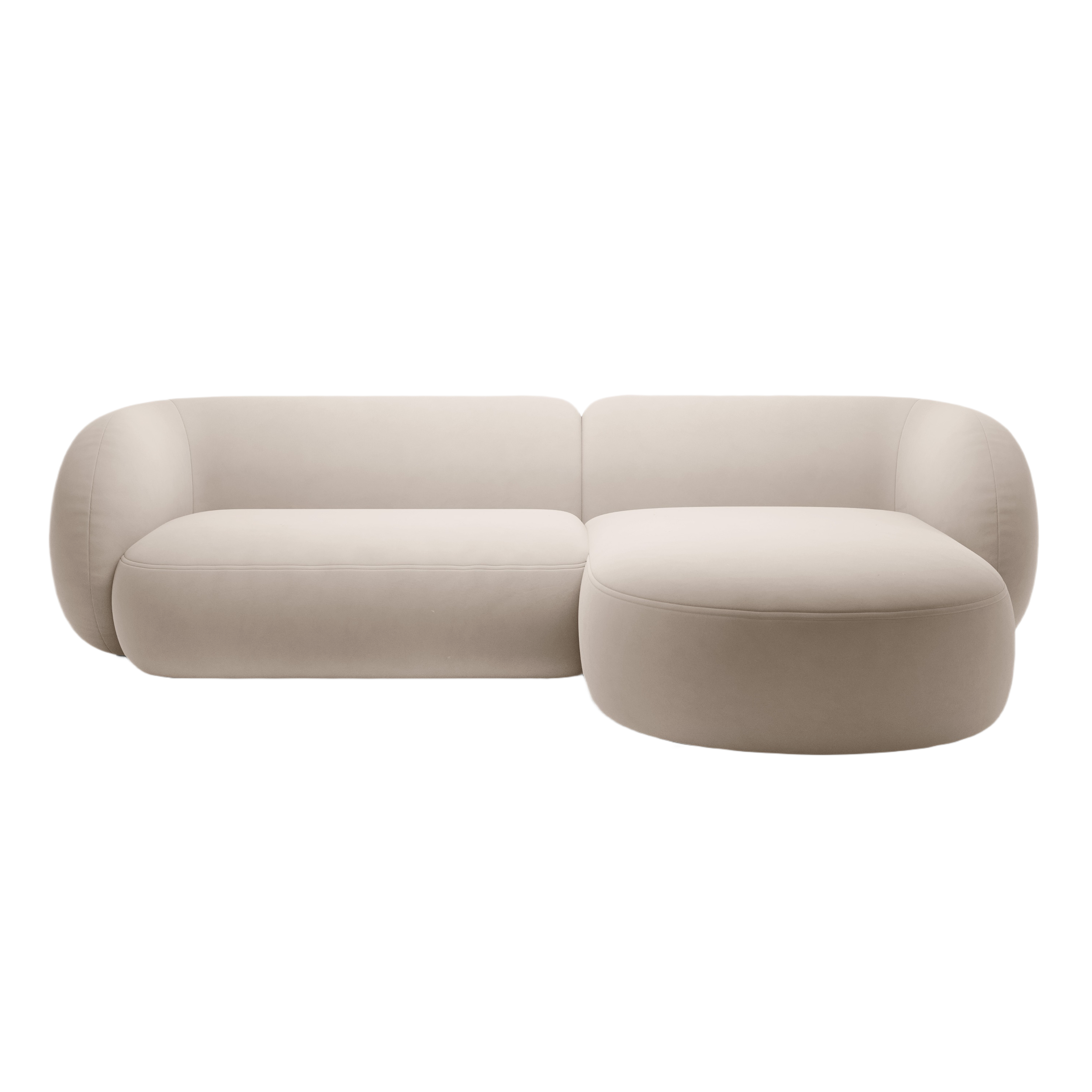 Samt-Ecksofa rechtsseitig 3-sitzig KATE beige