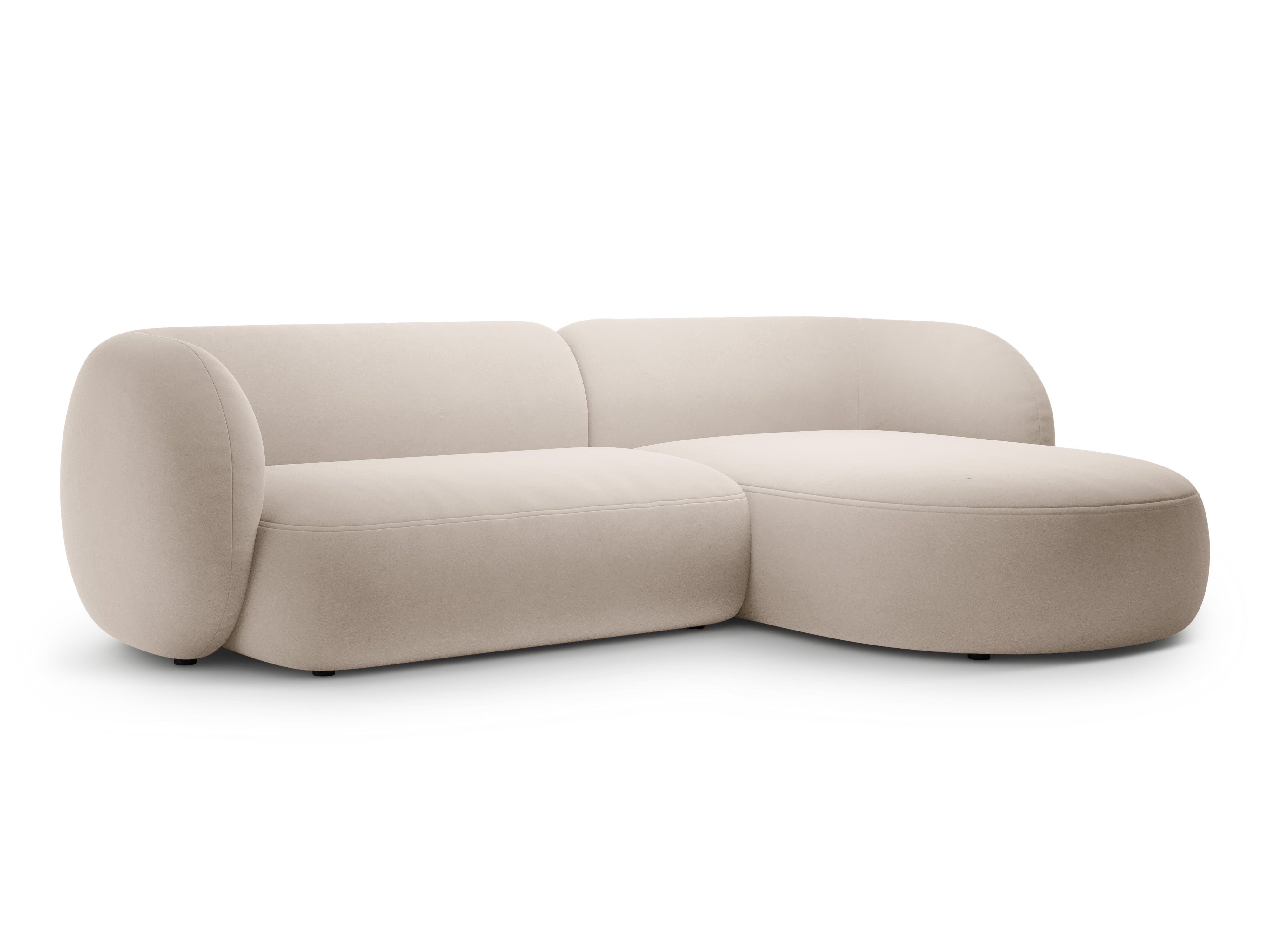 Samt-Ecksofa rechtsseitig 3-sitzig KATE beige
