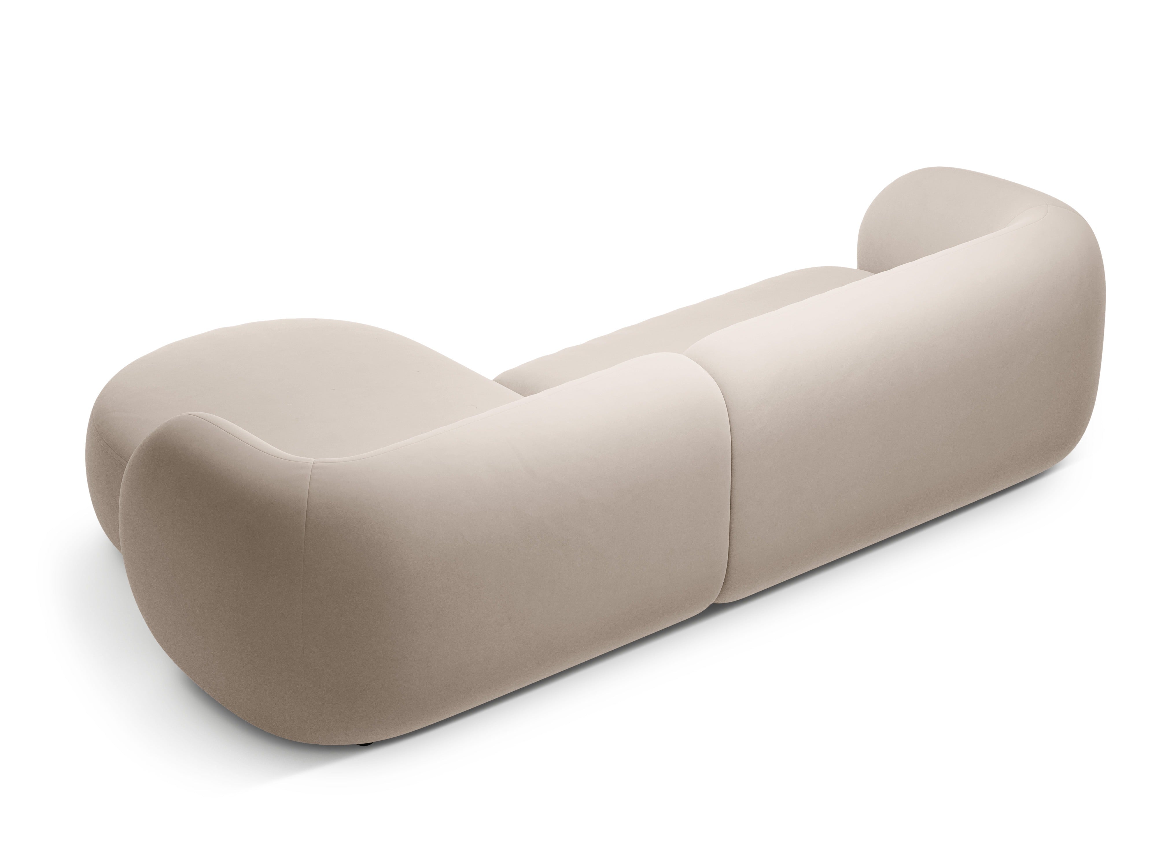 Samt-Ecksofa rechtsseitig 3-sitzig KATE beige