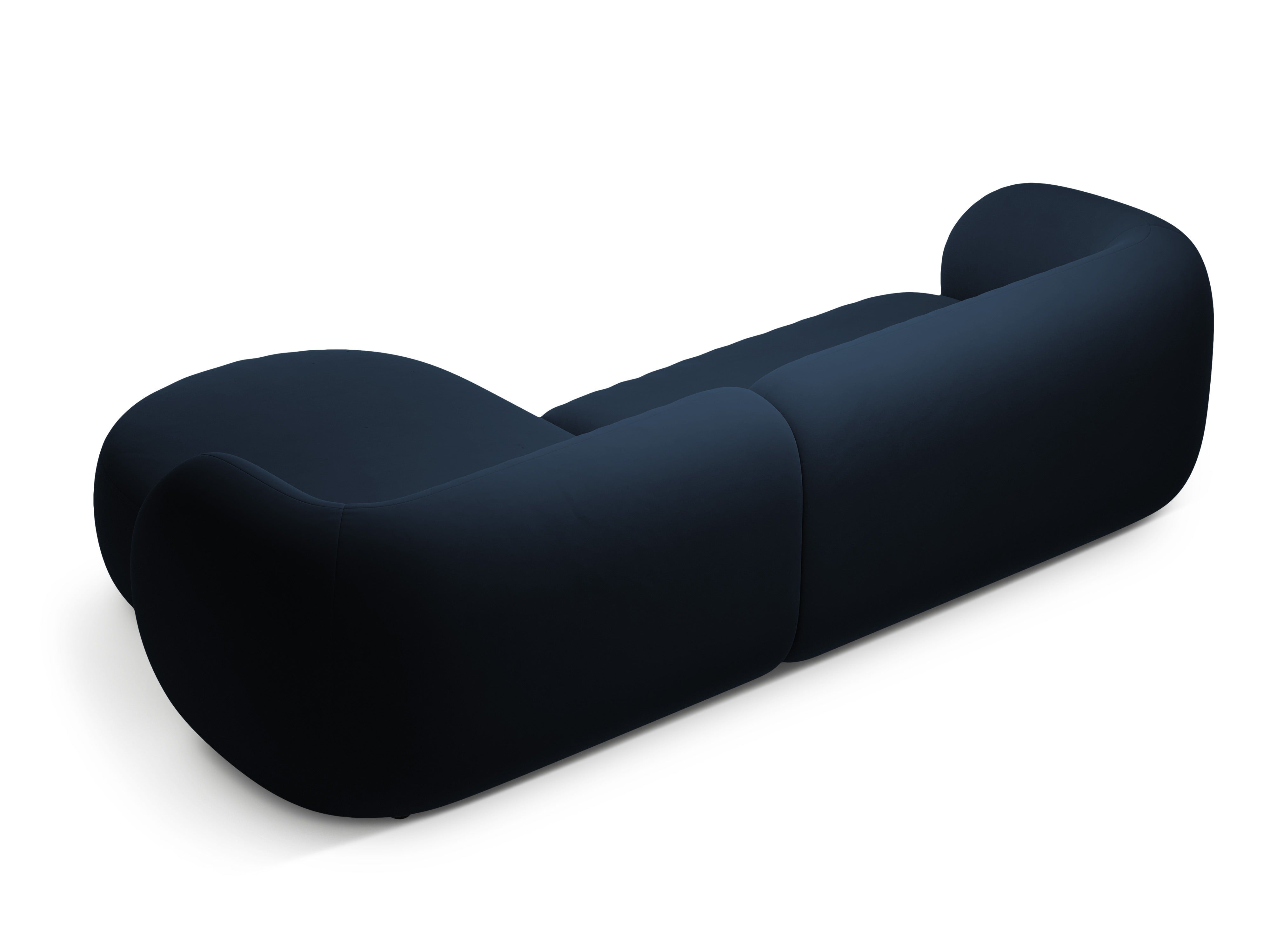 Samt-Ecksofa rechtsseitig 3-sitzig KATE königsblau