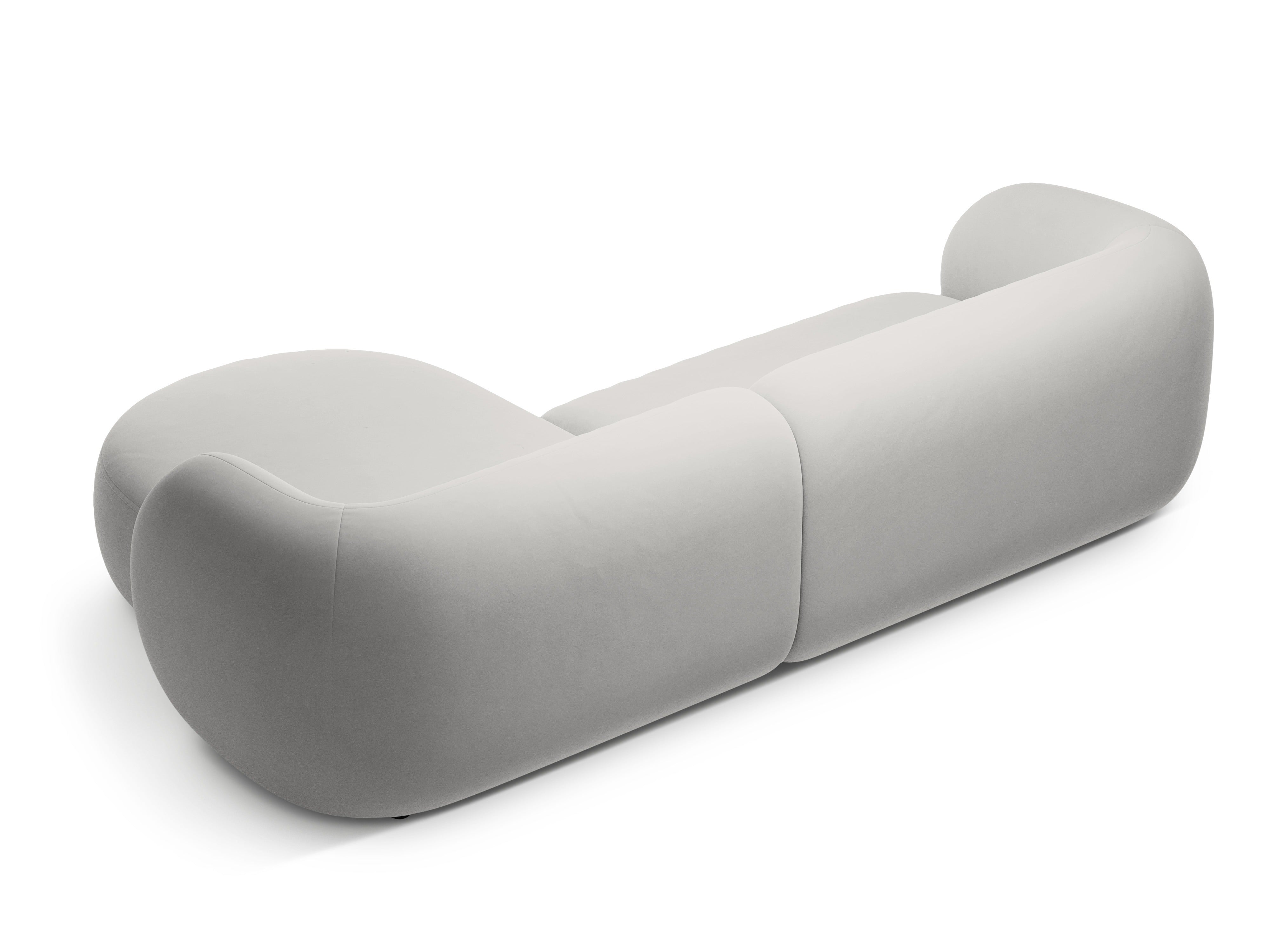 Fluwelen hoekbank rechts 3-zits KATE lichtgrijs