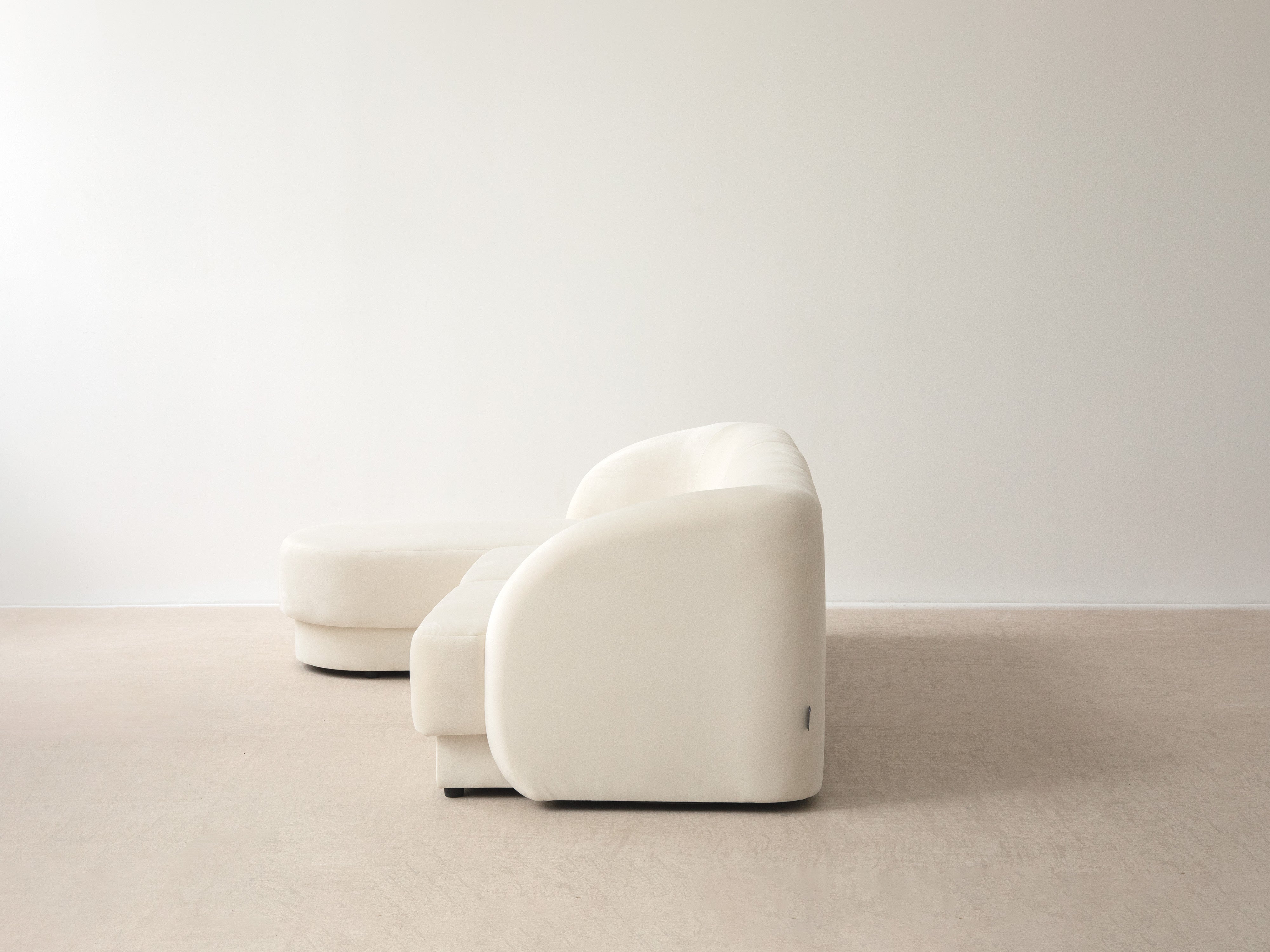 Samt-Ecksofa für 6 Personen in U-Form links MILEY beige