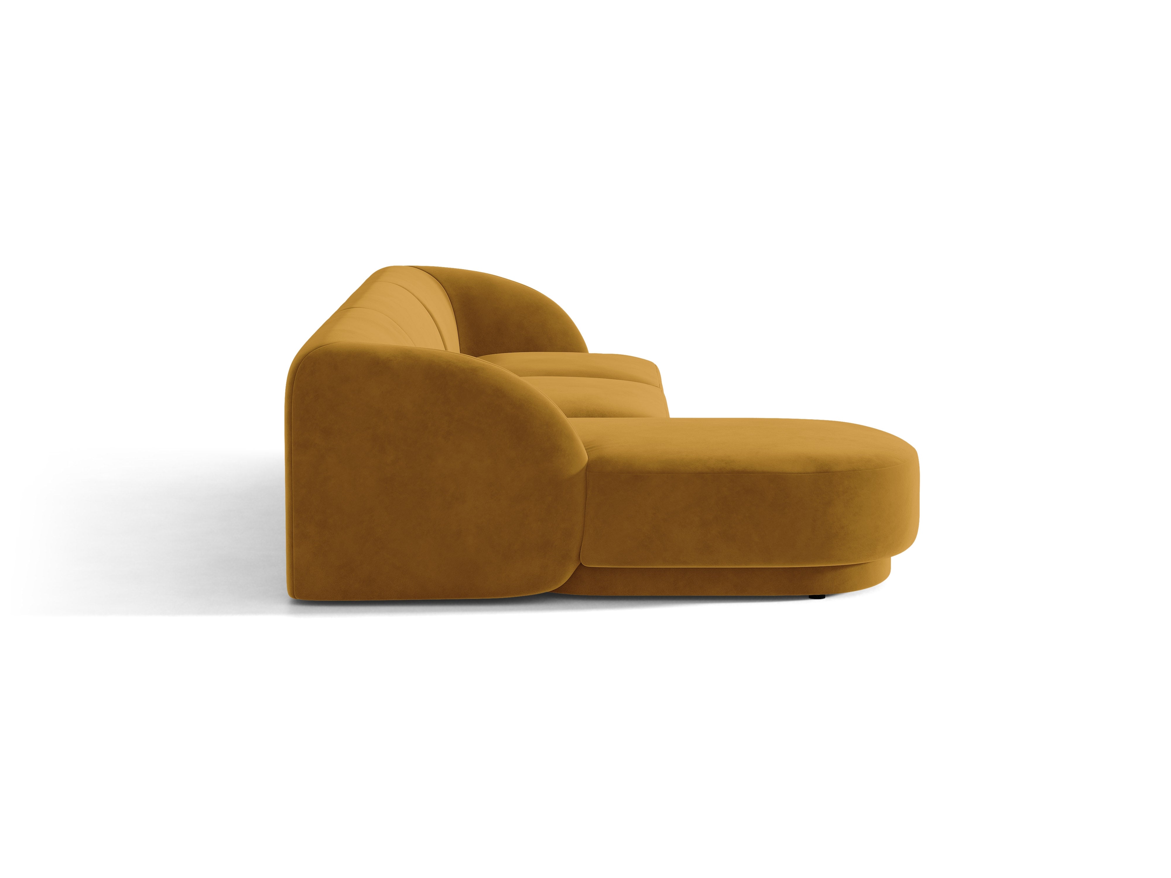 Narożnik aksamitny 4-osobowy lewostronny MILEY żółty – sofa narożna