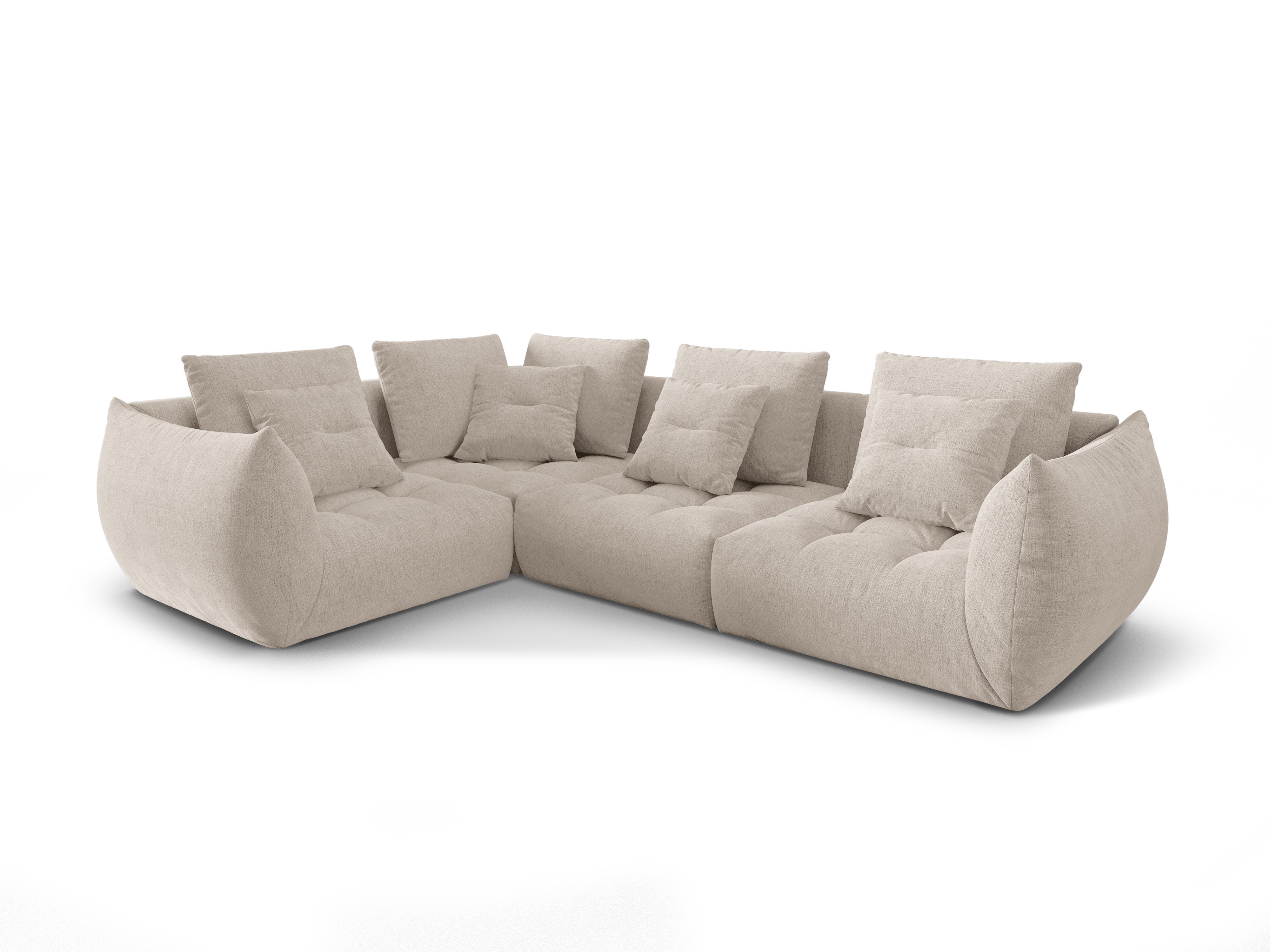 Modulaire 3-zits hoekbank links BLOOM donkerbeige chenille