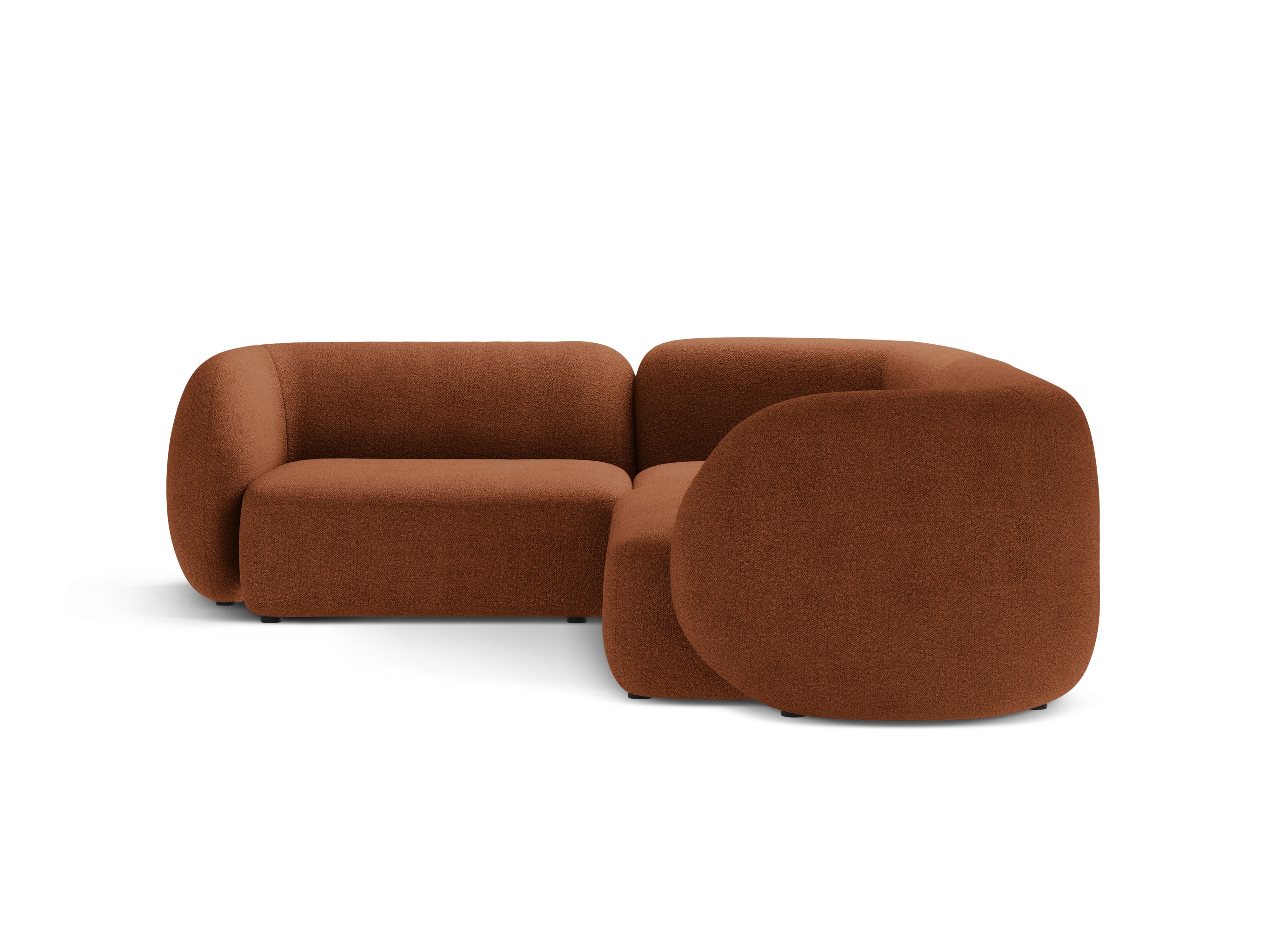 Narożnik lewostronny 4-osobowy KATE terracotta boucle – tkanina bouclé