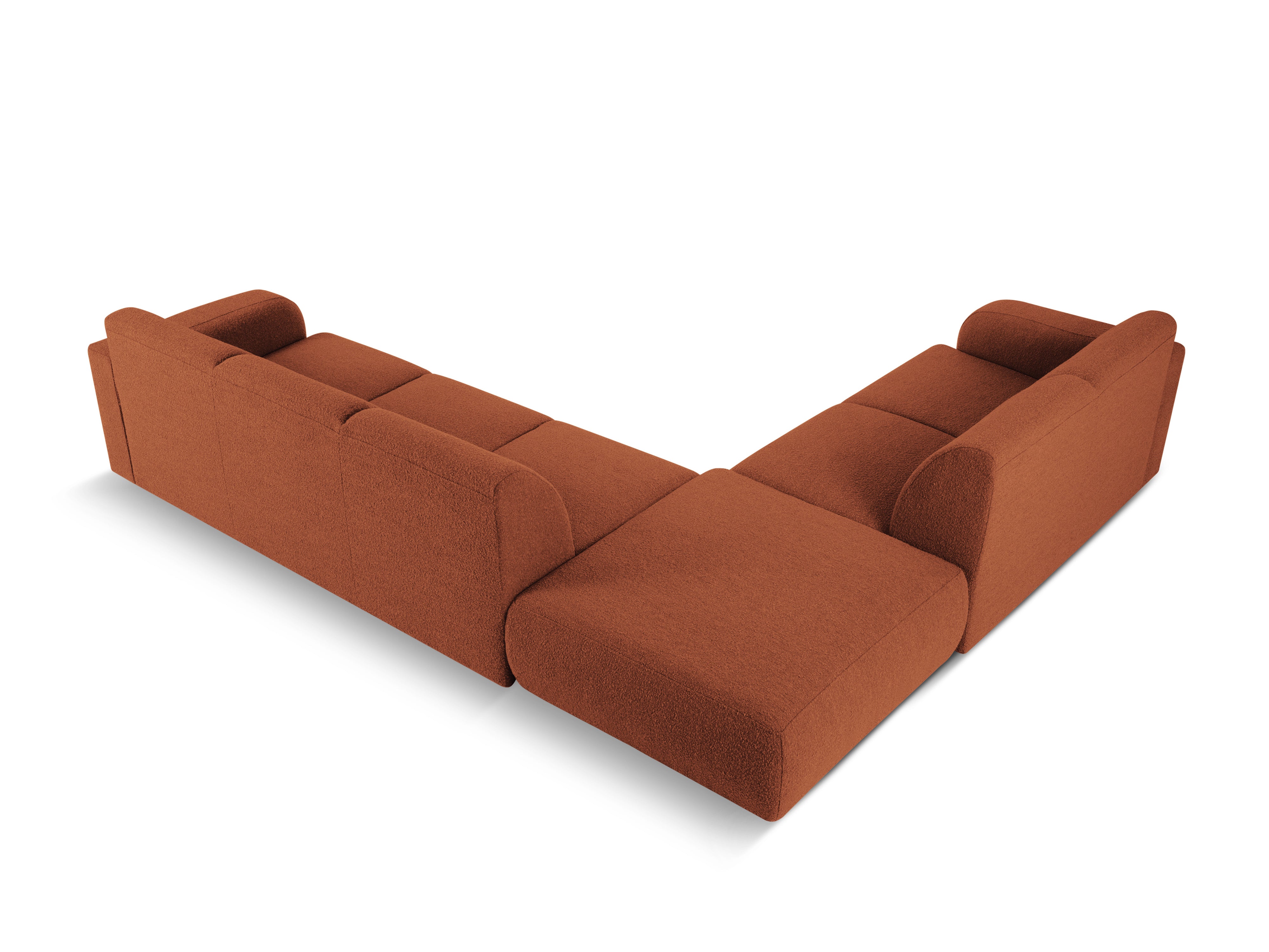 Narożnik w tkaninie boucle lewostronny otwarty MOLINO terracotta – tkanina bouclé