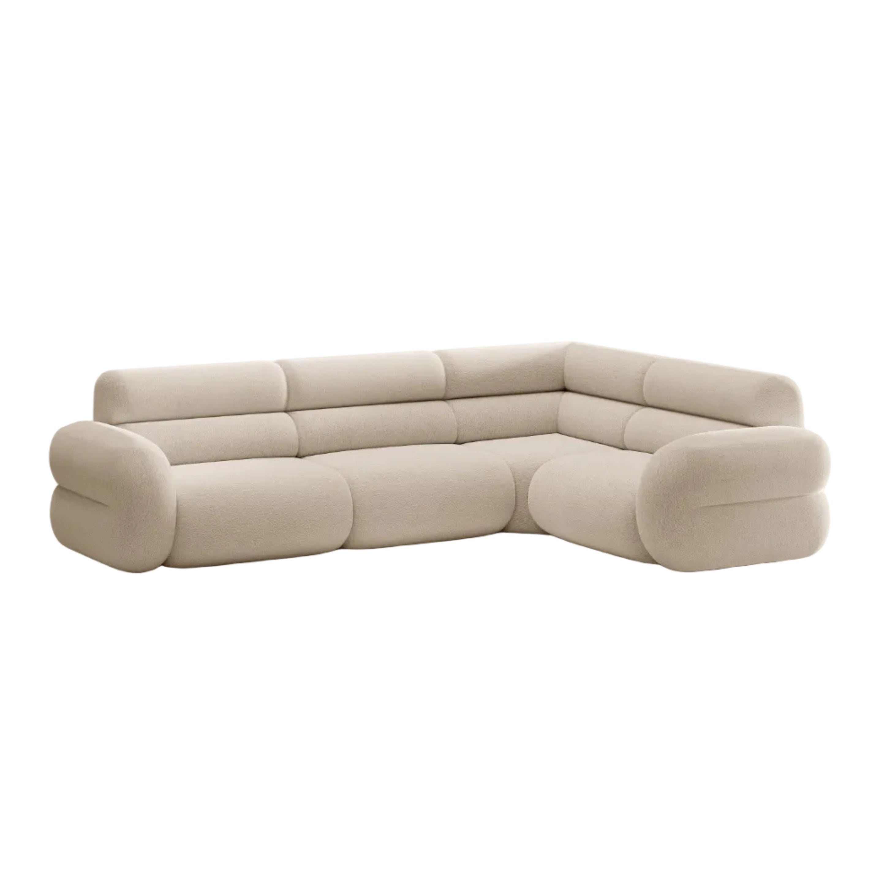 Rechthoekige L-bank rechts NEO beige boucle