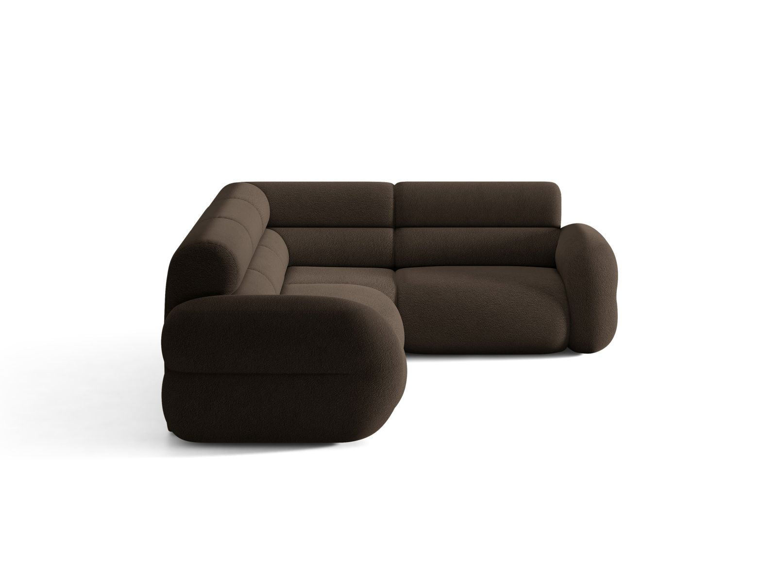Rechthoekige L-bank NEO in bruin boucle