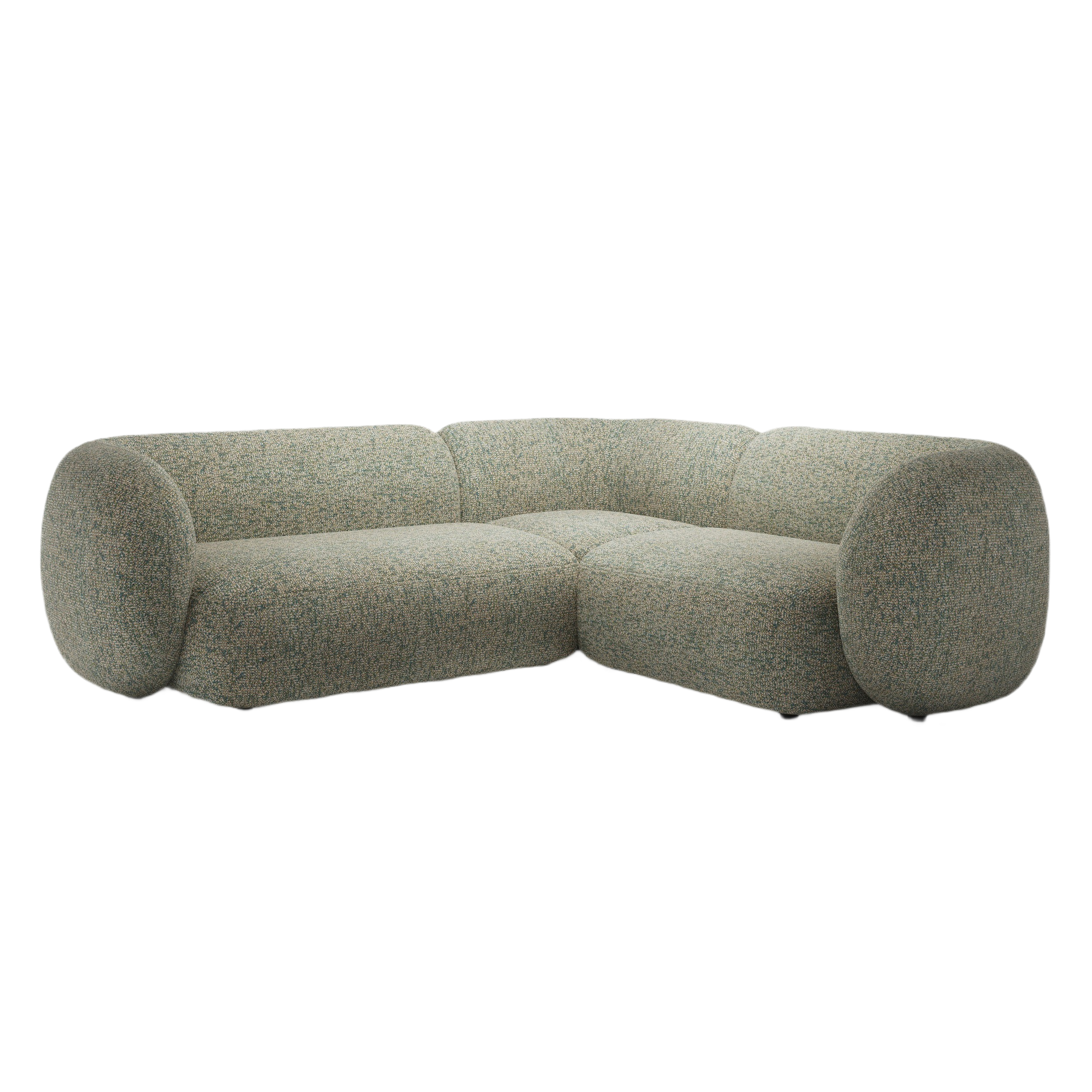 Right-facing 4-seater corner sofa KATE light green mélange