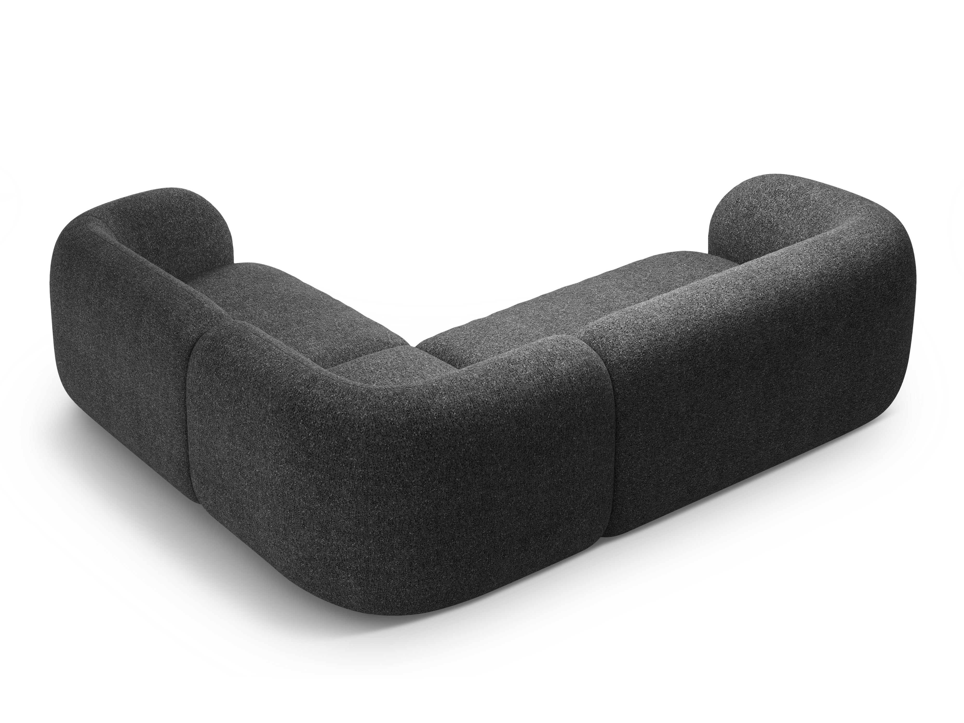 Rechthoekige hoekbank voor 4 personen KATE donkergrijs gemêleerd