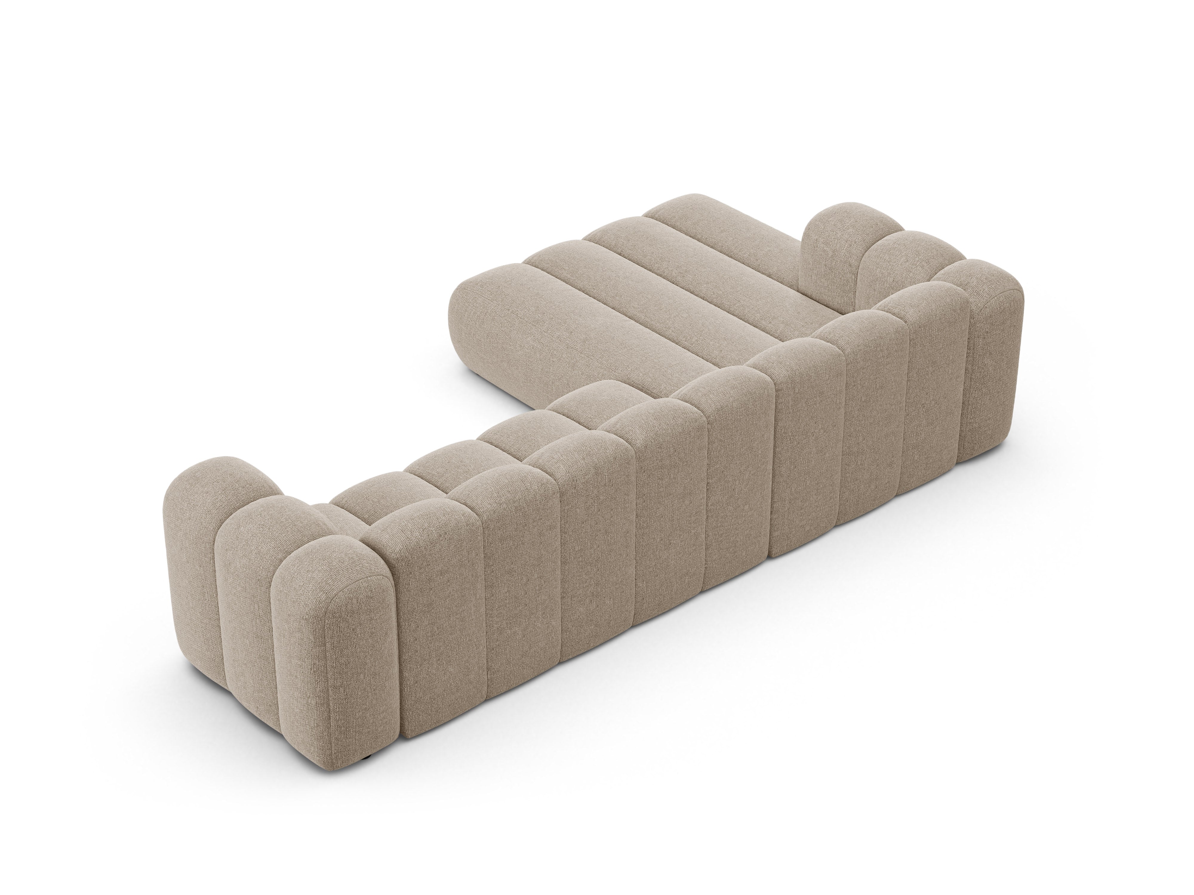 Beige LUPINE linksdraaiende 4-persoons hoekbank van szenil