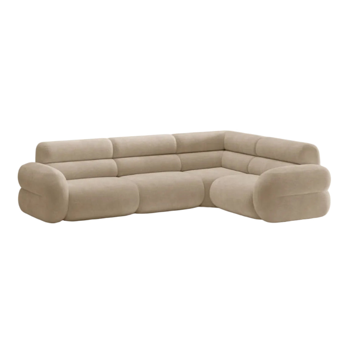Rechthoekige L-vormige NEO hoekbank in beige chenille
