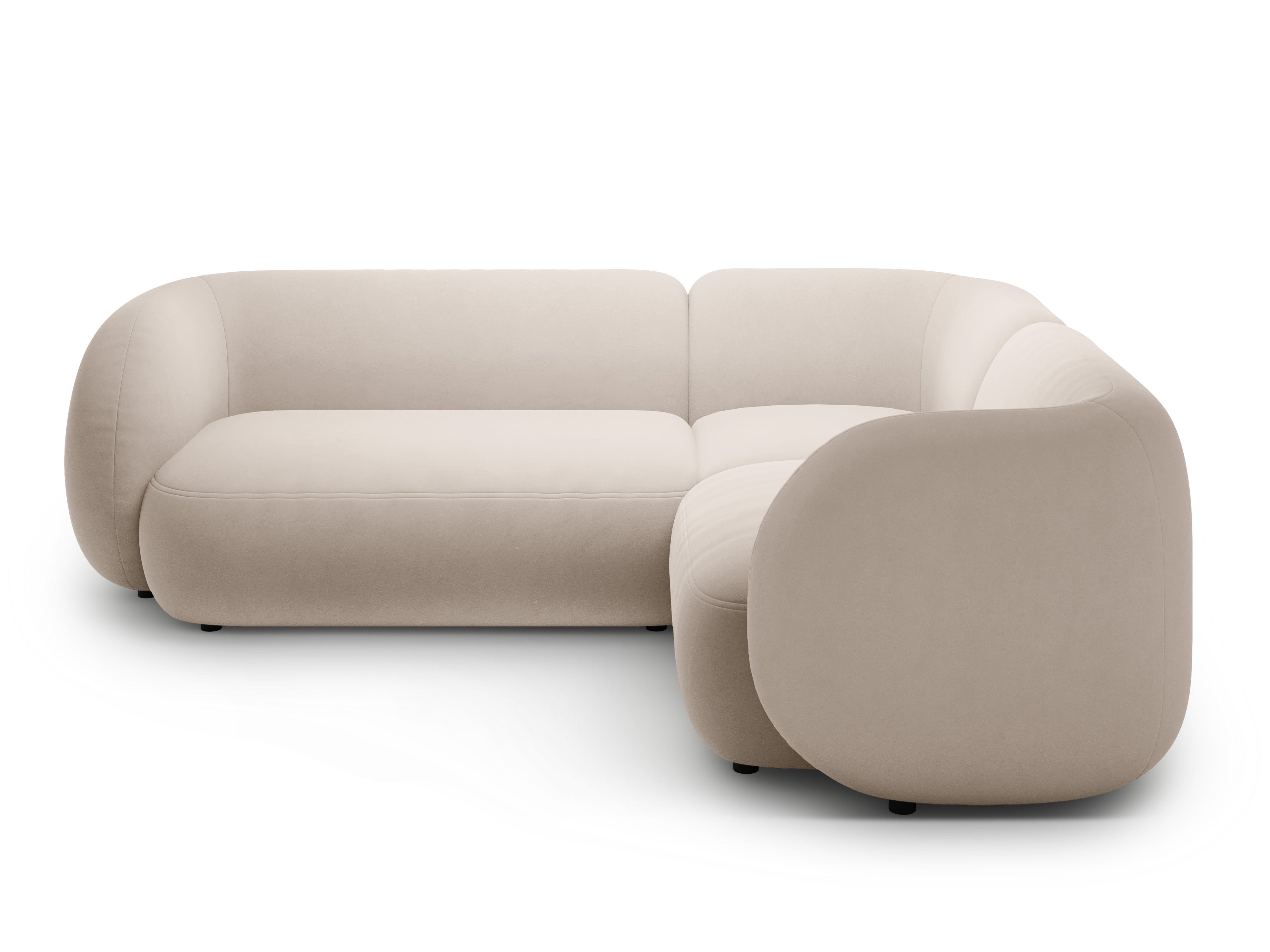 Samt-Ecksofa rechtsseitig für 4 Personen KATE beige