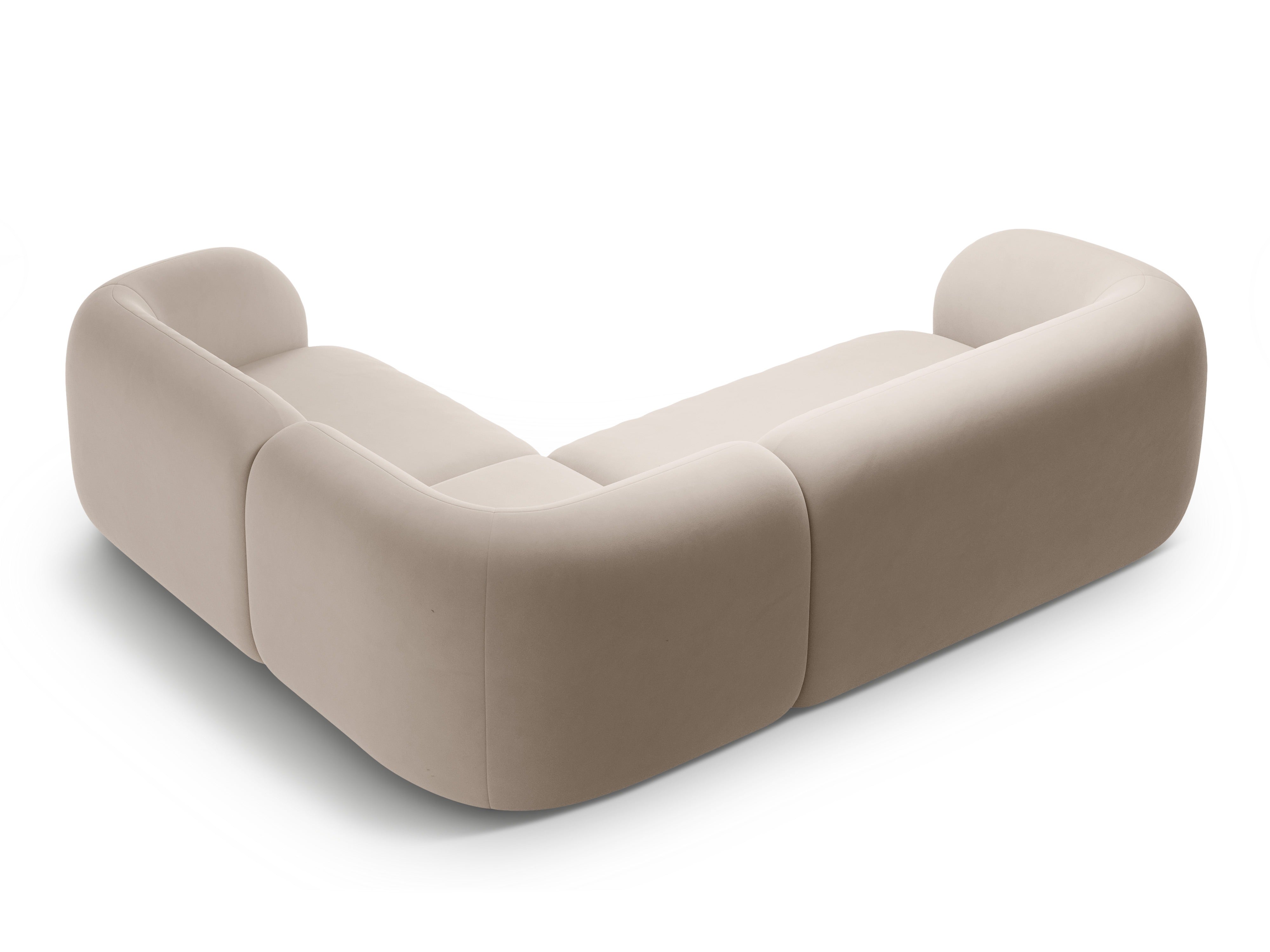 Samt-Ecksofa rechtsseitig für 4 Personen KATE beige