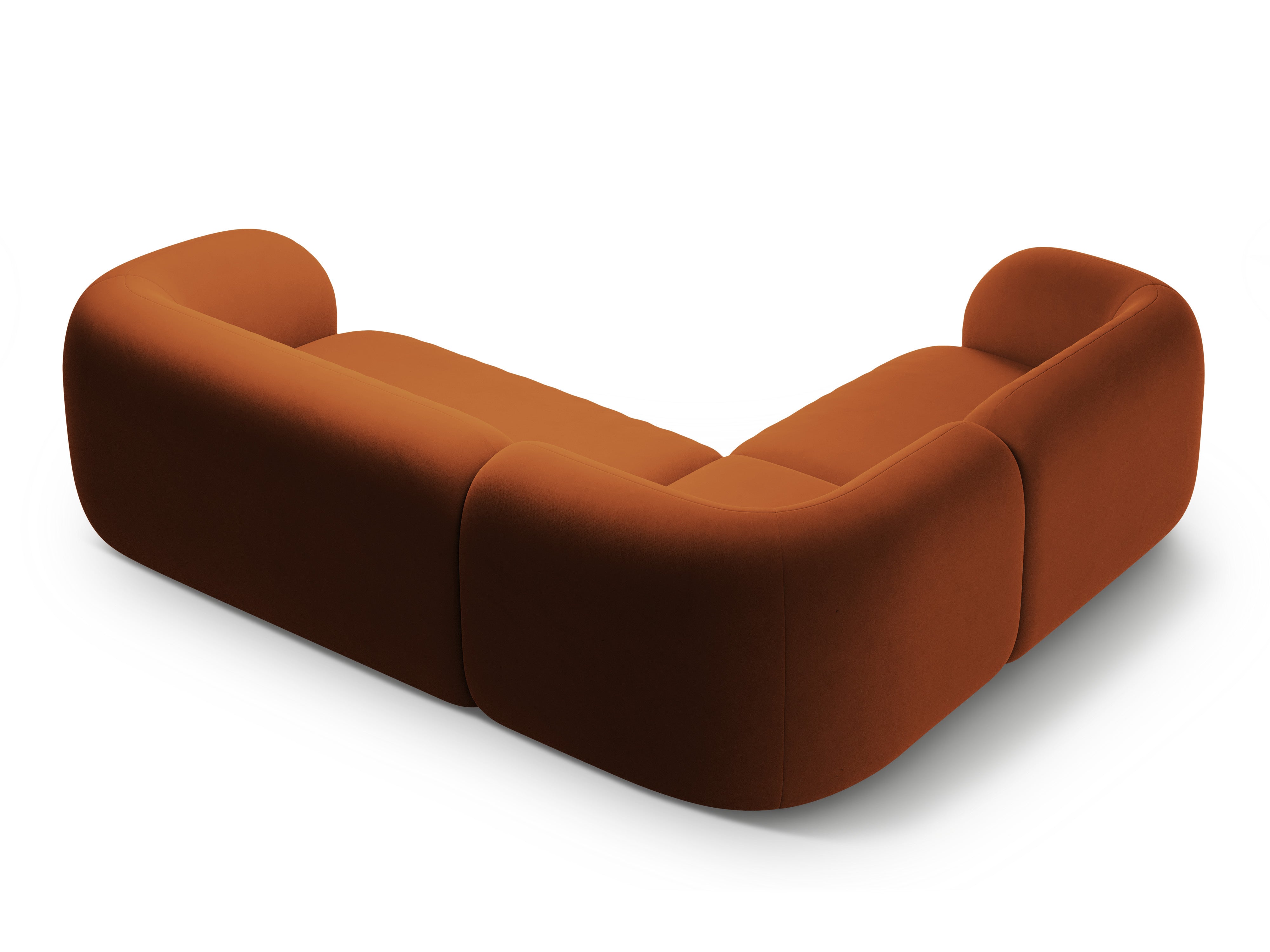 Velvet corner sofa left-sided for 4 people KATE terracotta