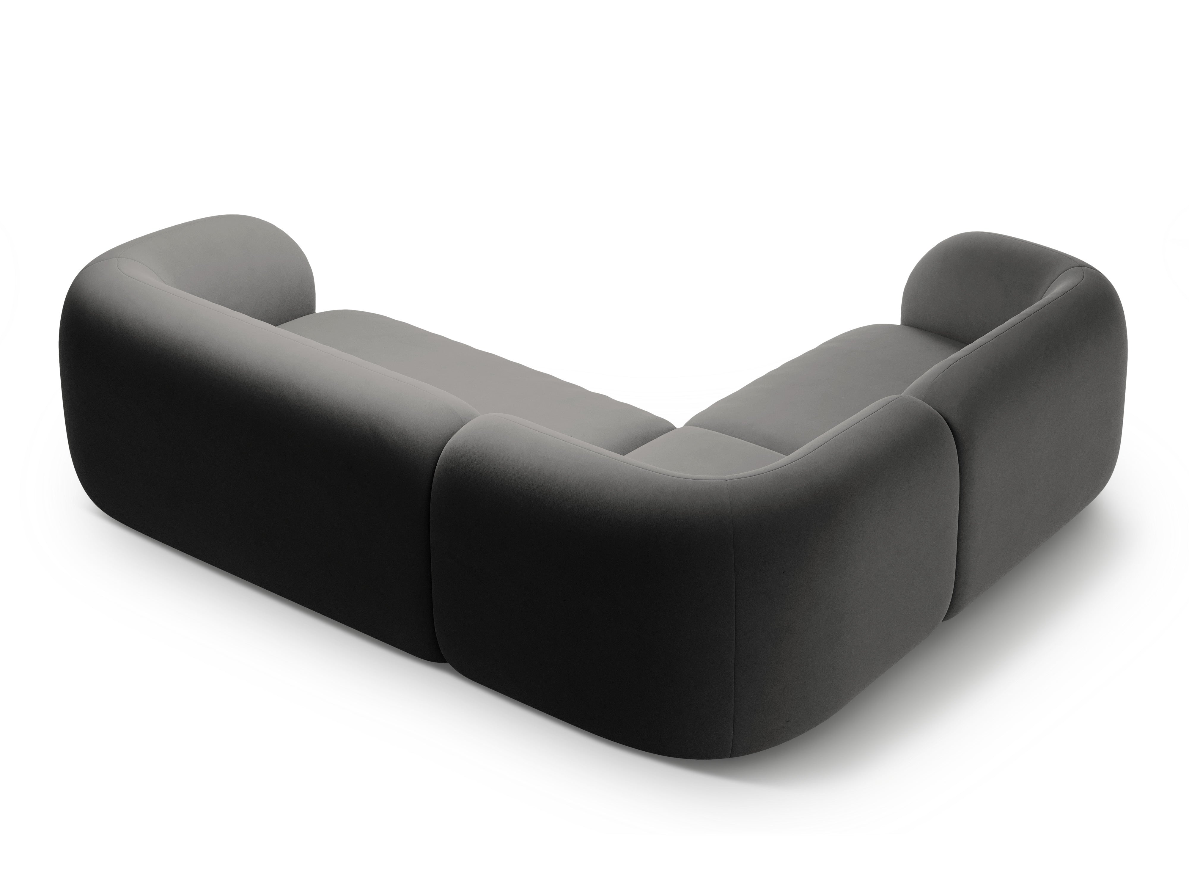 Donkergrijze 4-persoons linkszijdige fluwelen hoekbank KATE