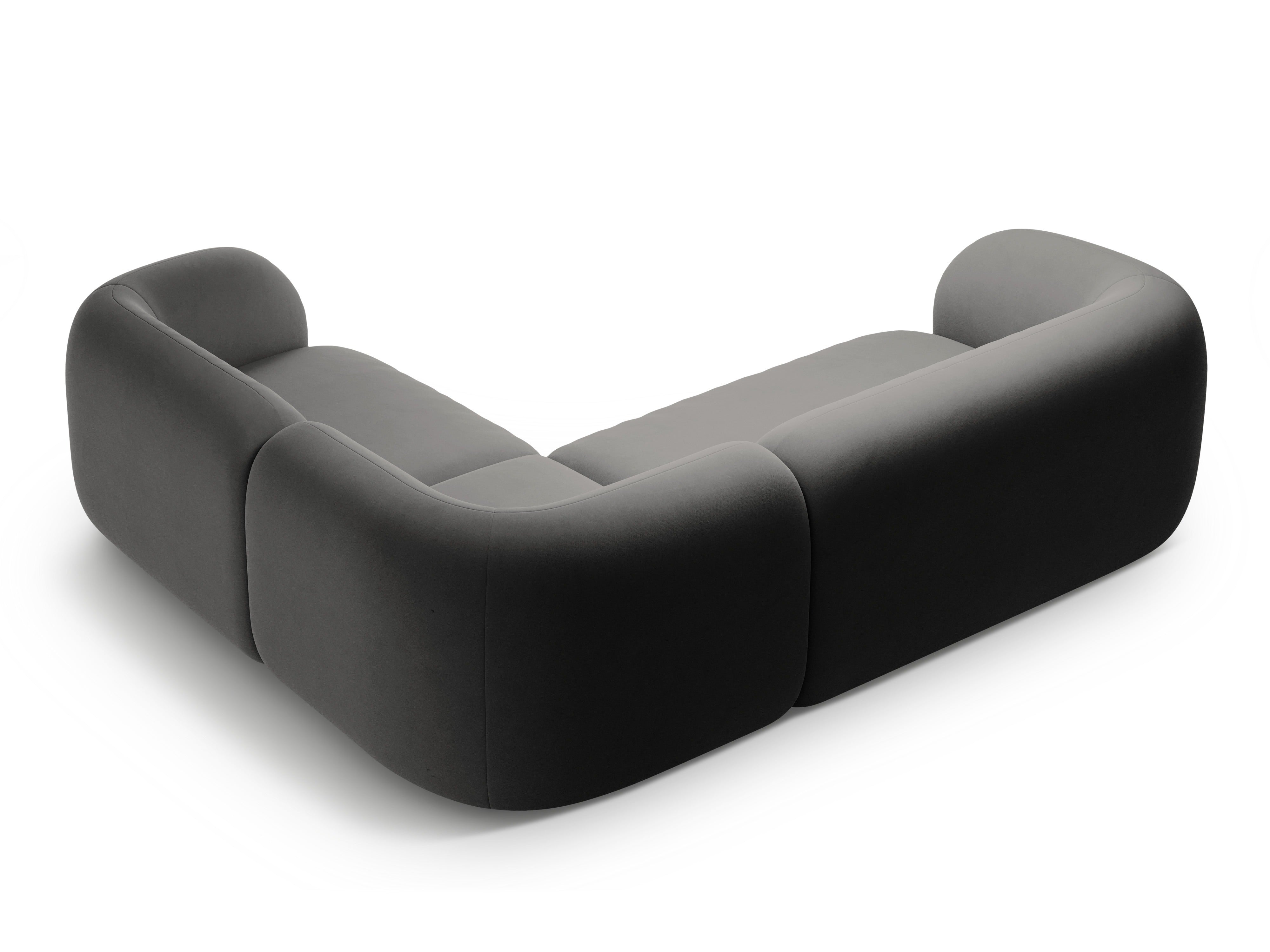 Donkergrijze 4-persoons rechtse fluwelen hoekbank KATE