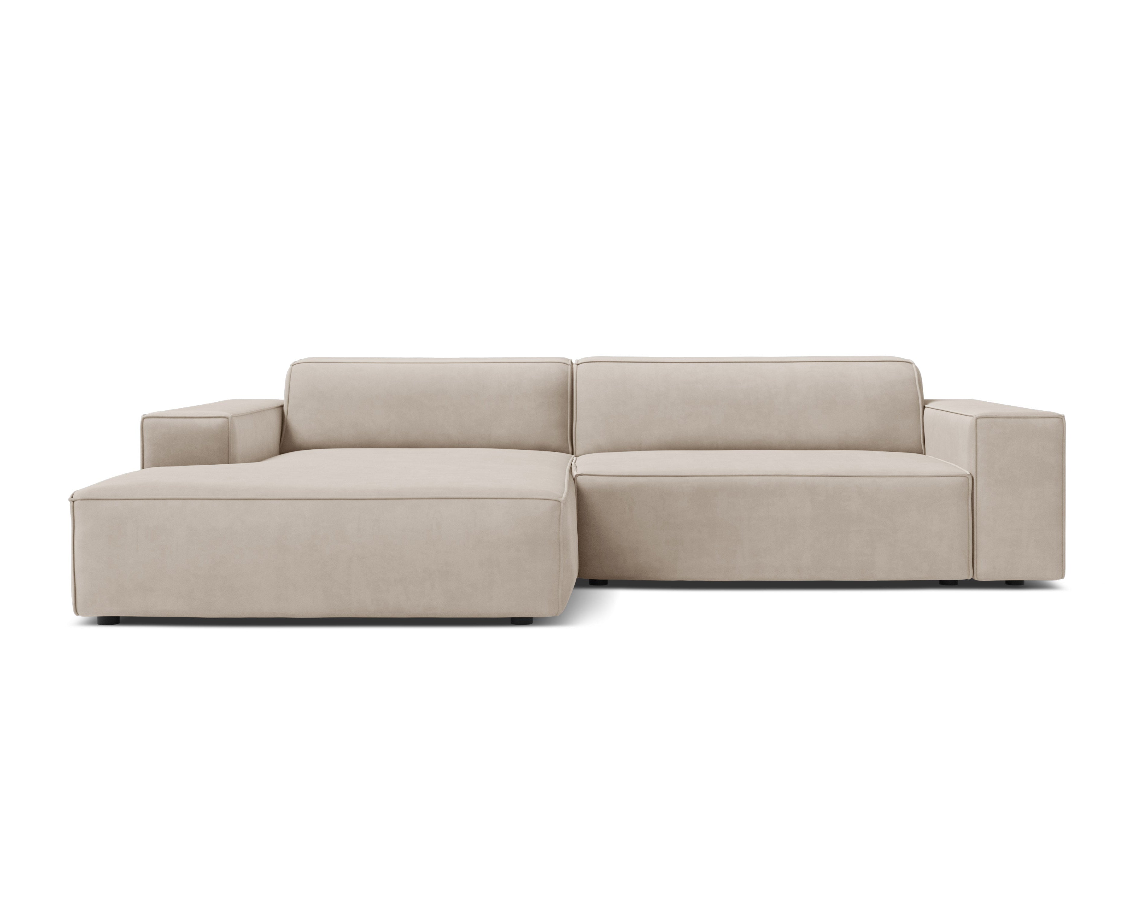 Beige 3-zits linkszijdige fluwelen hoekbank JODIE