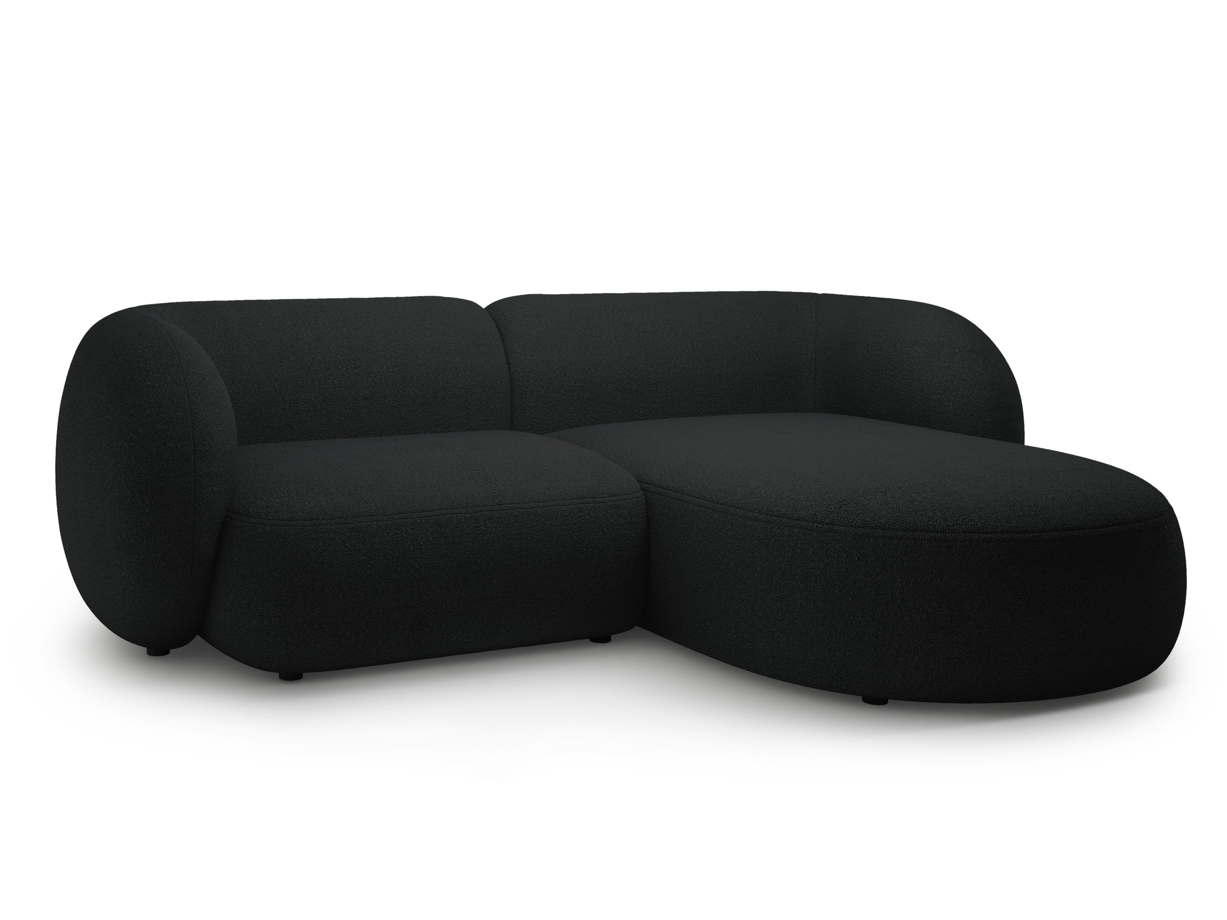 Right-facing 2-seater corner sofa KATE black boucle