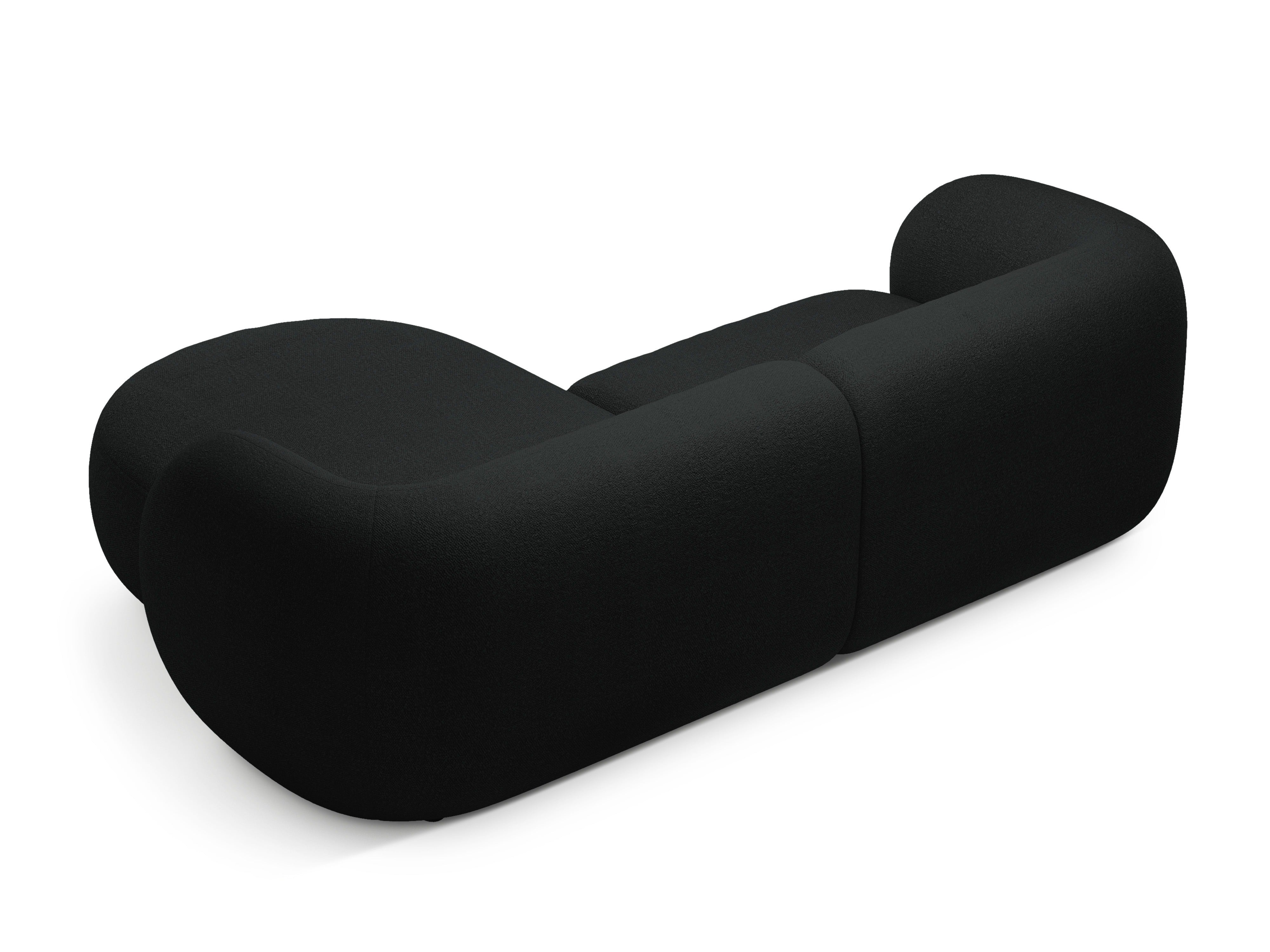 Right-facing 2-seater corner sofa KATE black boucle