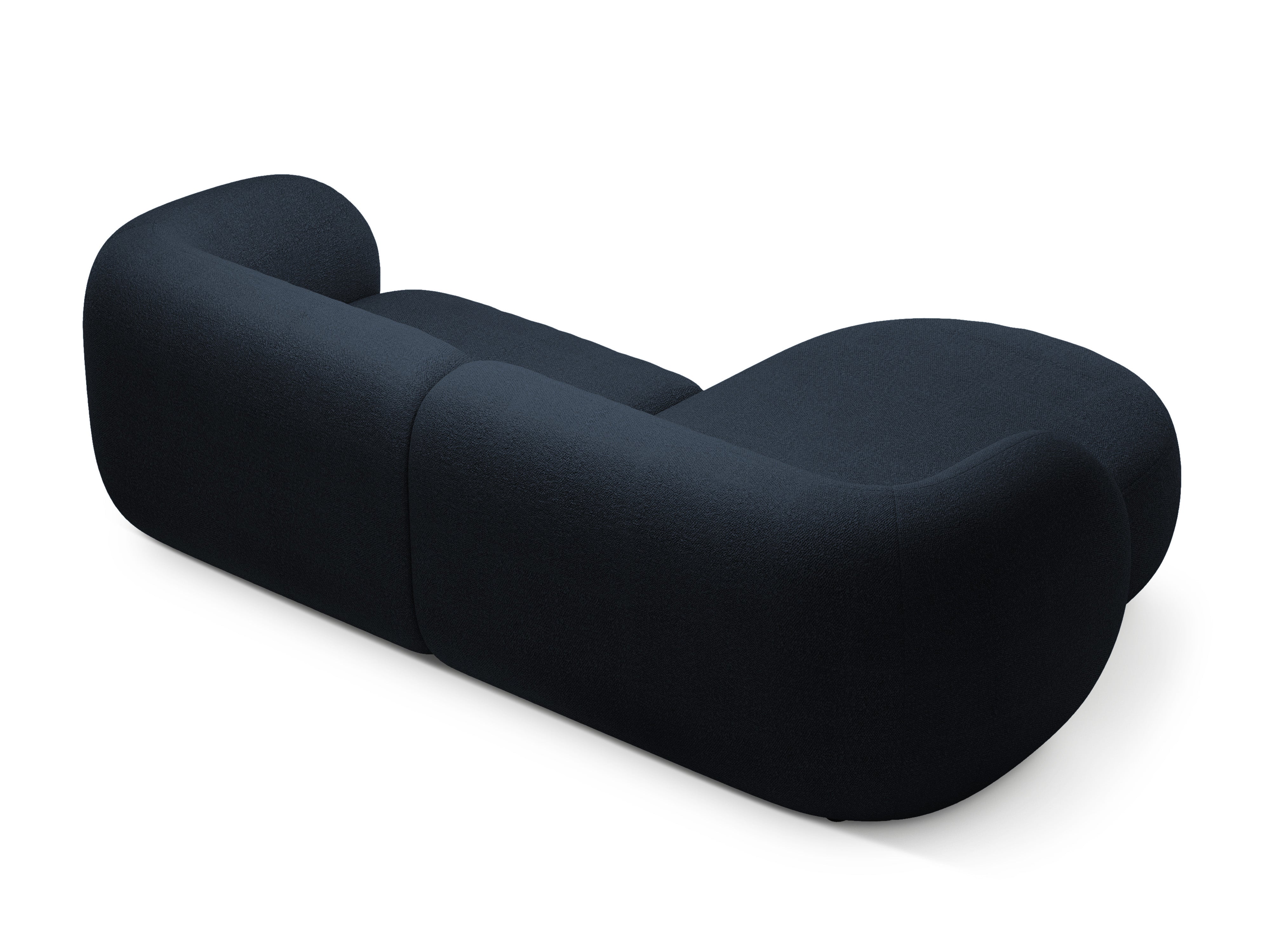 Left-sided 2-seater corner sofa KATE navy boucle