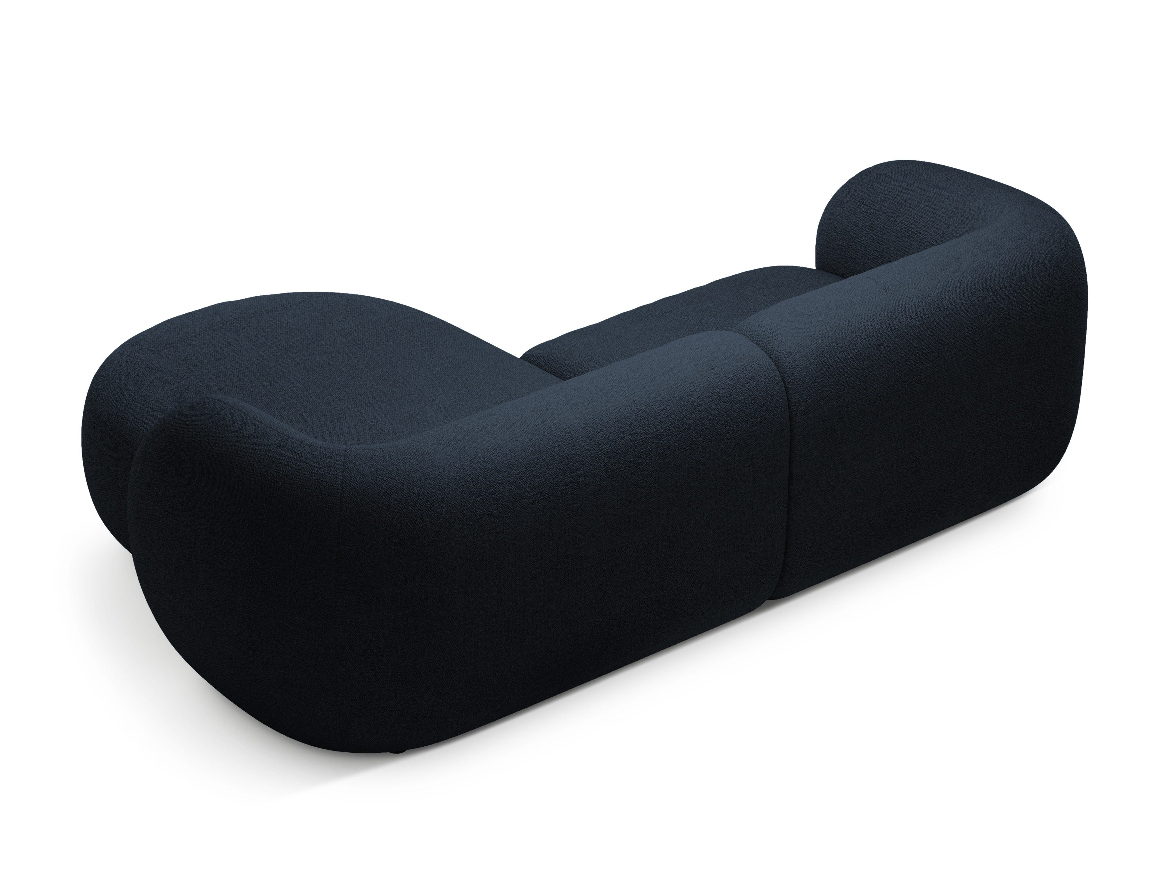 Right-facing 2-seater sofa KATE in navy blue boucle