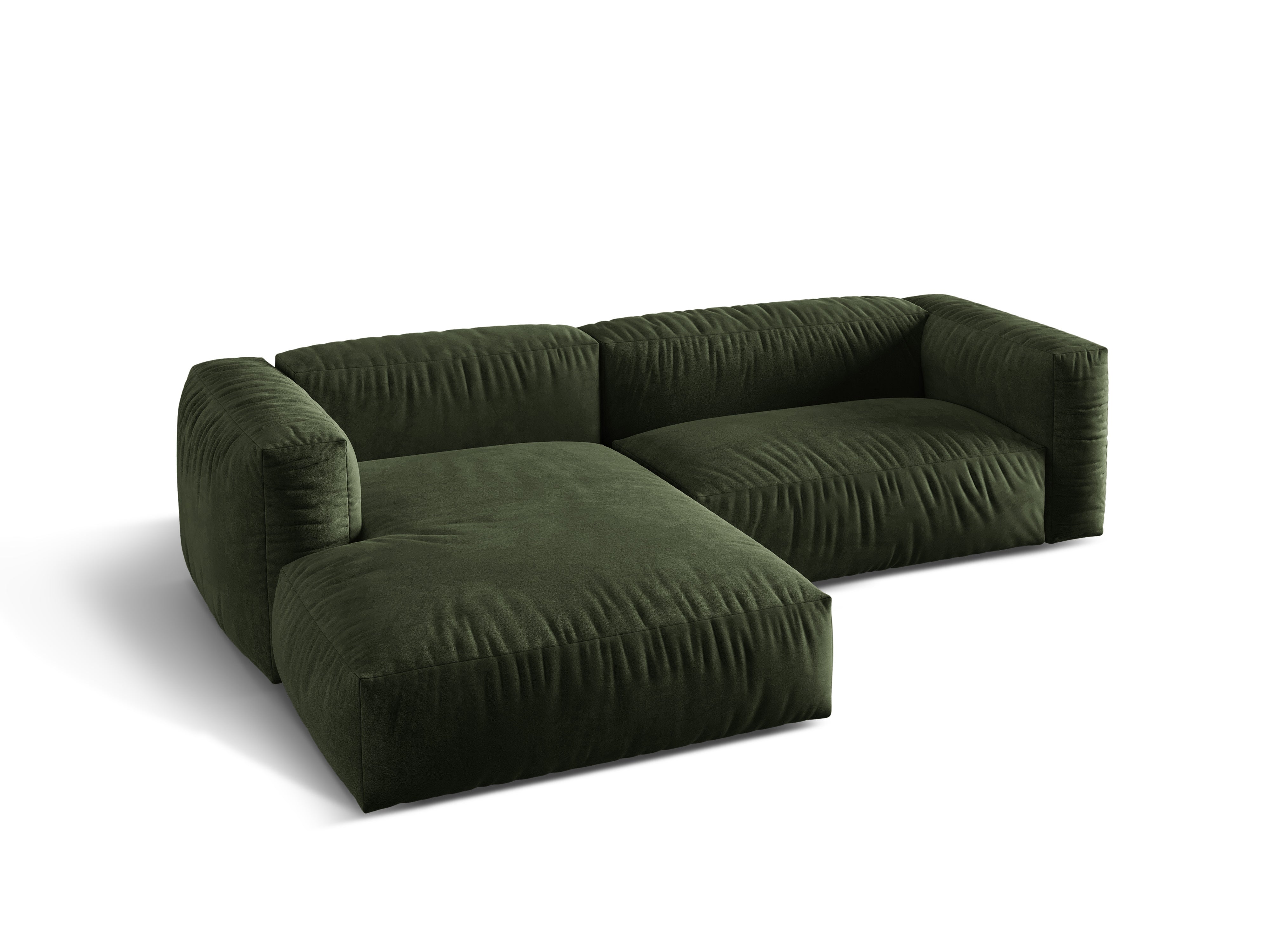 Groene 2-zits fluwelen hoekbank MARTINA links