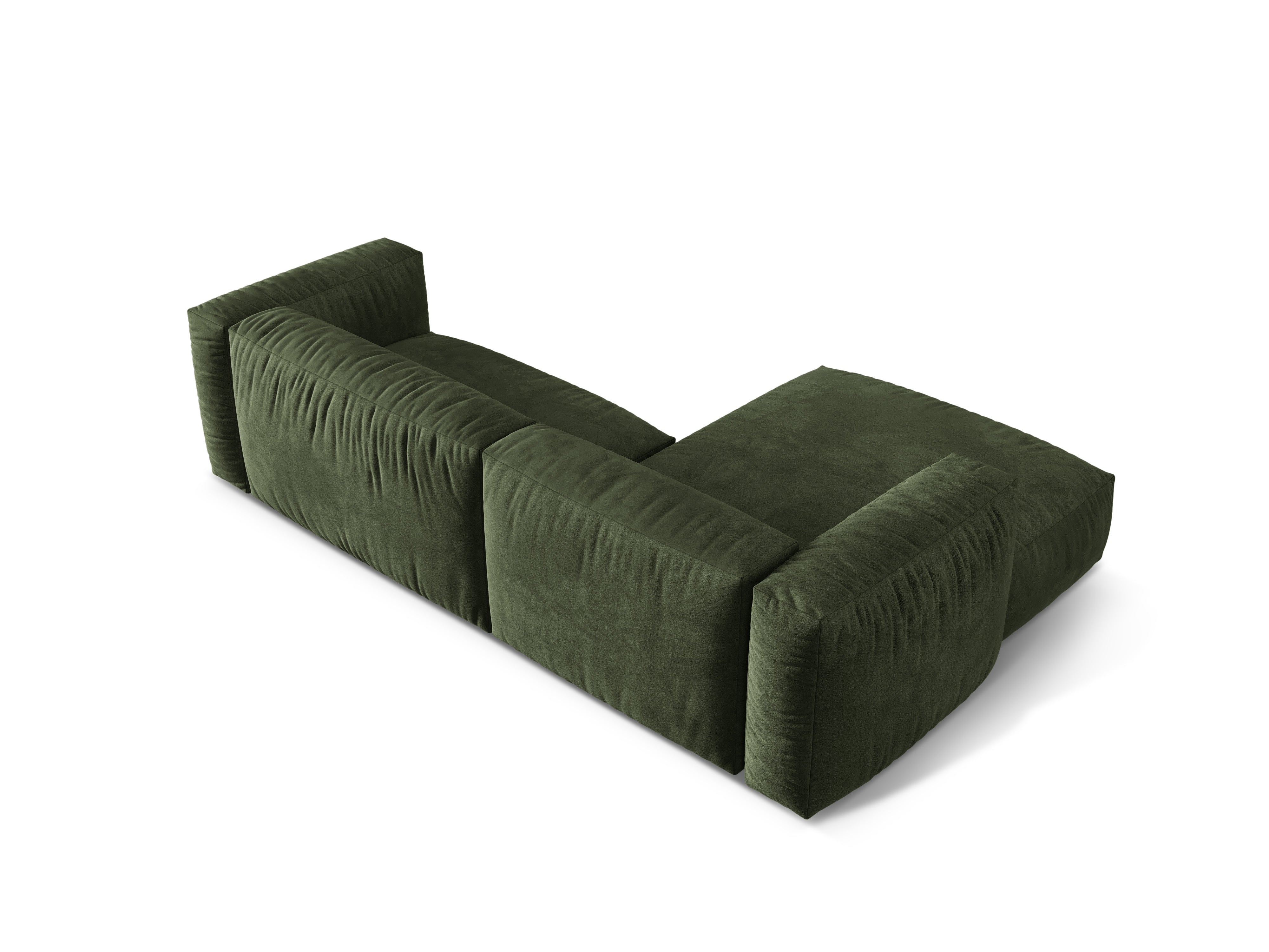 Groene 2-zits fluwelen hoekbank MARTINA links